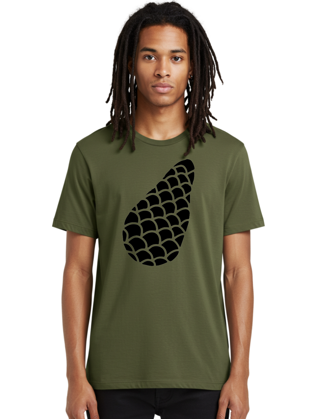 Hops-Cone Men'S Graphic Tee, 100% Cotton, Comfortable Casual Summer Wear, Machine Washable, Hops Silhouette, Beer Ingredient, Brewing Process, Black And Green Design, Abstract Pattern, Craft Beer, Unique Texture, Simple Graphic -  Aaa598
