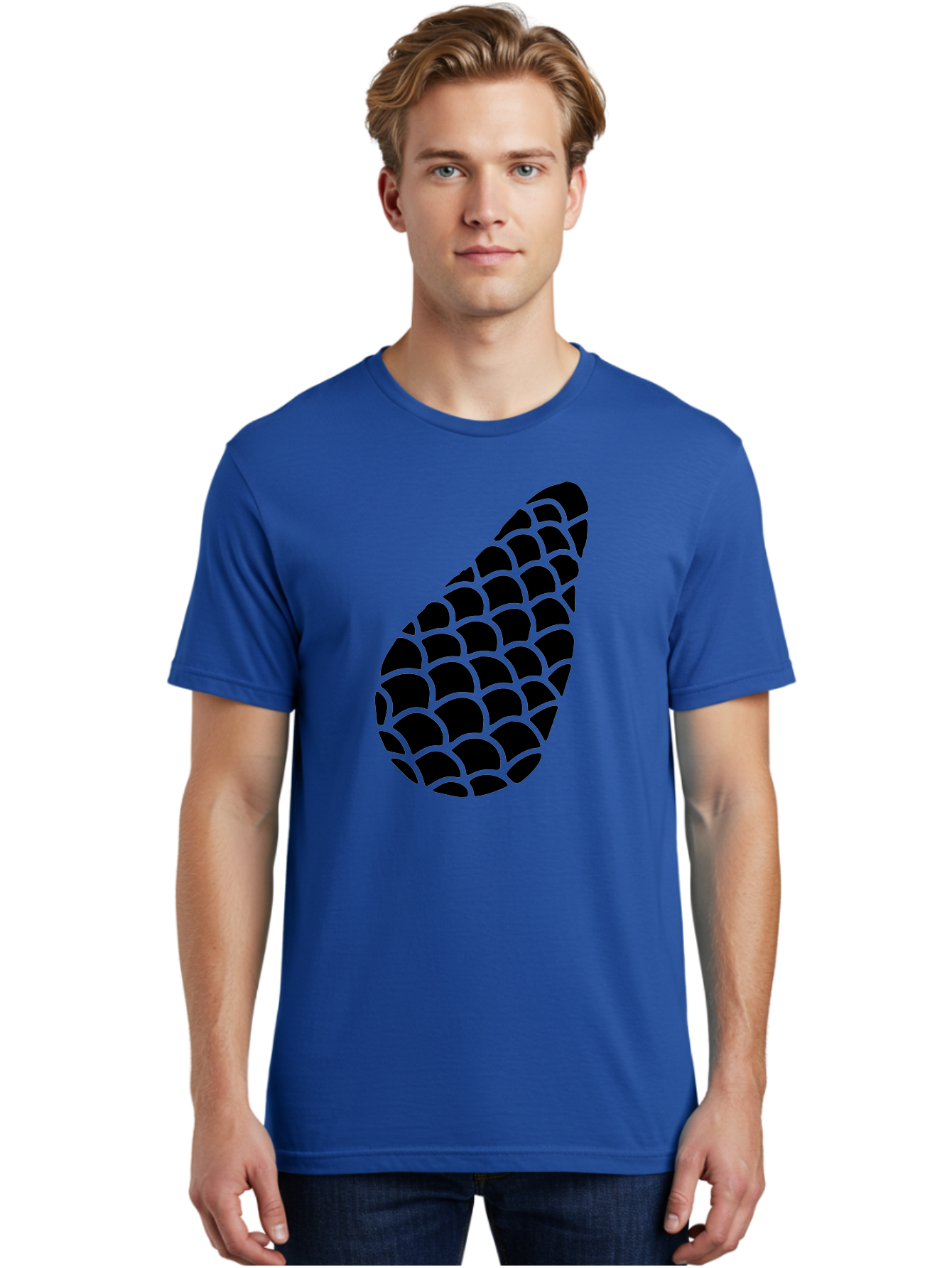 Hops-Cone Men'S Graphic Tee, 100% Cotton, Comfortable Casual Summer Wear, Machine Washable, Hops Silhouette, Beer Ingredient, Brewing Process, Black And Green Design, Abstract Pattern, Craft Beer, Unique Texture, Simple Graphic -  Aaa598