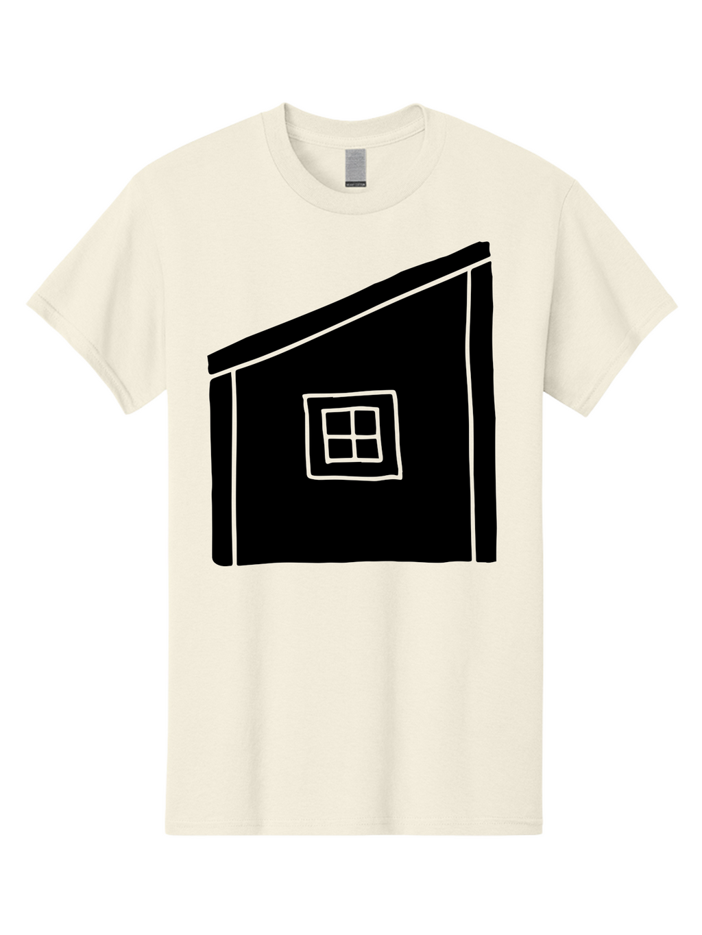 House Men'S Graphic Tee, 100% Cotton, Comfortable Casual Summer Wear, Machine Washable, Simple House Design, Minimalist Architecture, Black House Silhouette, Neon Green Outline, Four-Paned Window, Modern Home Decor, -  Aaa599