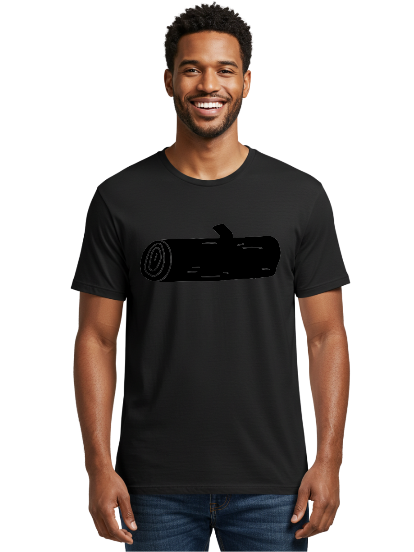 Log Men'S Graphic Tee, 100% Cotton, Comfortable Casual Summer Wear, Machine Washable, Log With Branch, Wooden Texture, Forest Log, Tree Trunk, Rustic Wood, Natural Material, Simple Illustration -  Aaa603