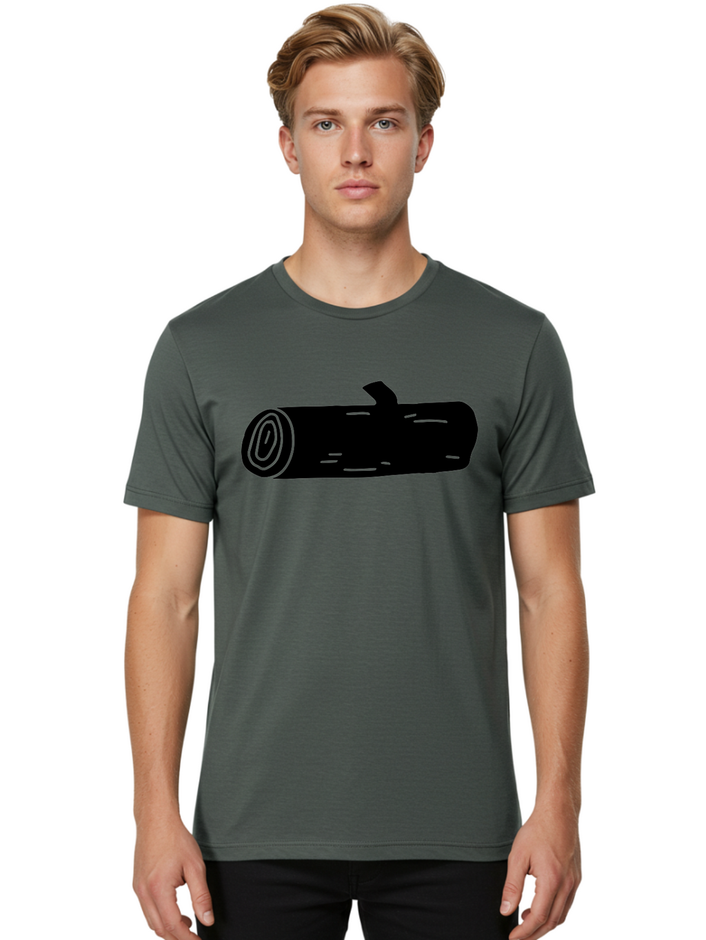 Log Men'S Graphic Tee, 100% Cotton, Comfortable Casual Summer Wear, Machine Washable, Log With Branch, Wooden Texture, Forest Log, Tree Trunk, Rustic Wood, Natural Material, Simple Illustration -  Aaa603