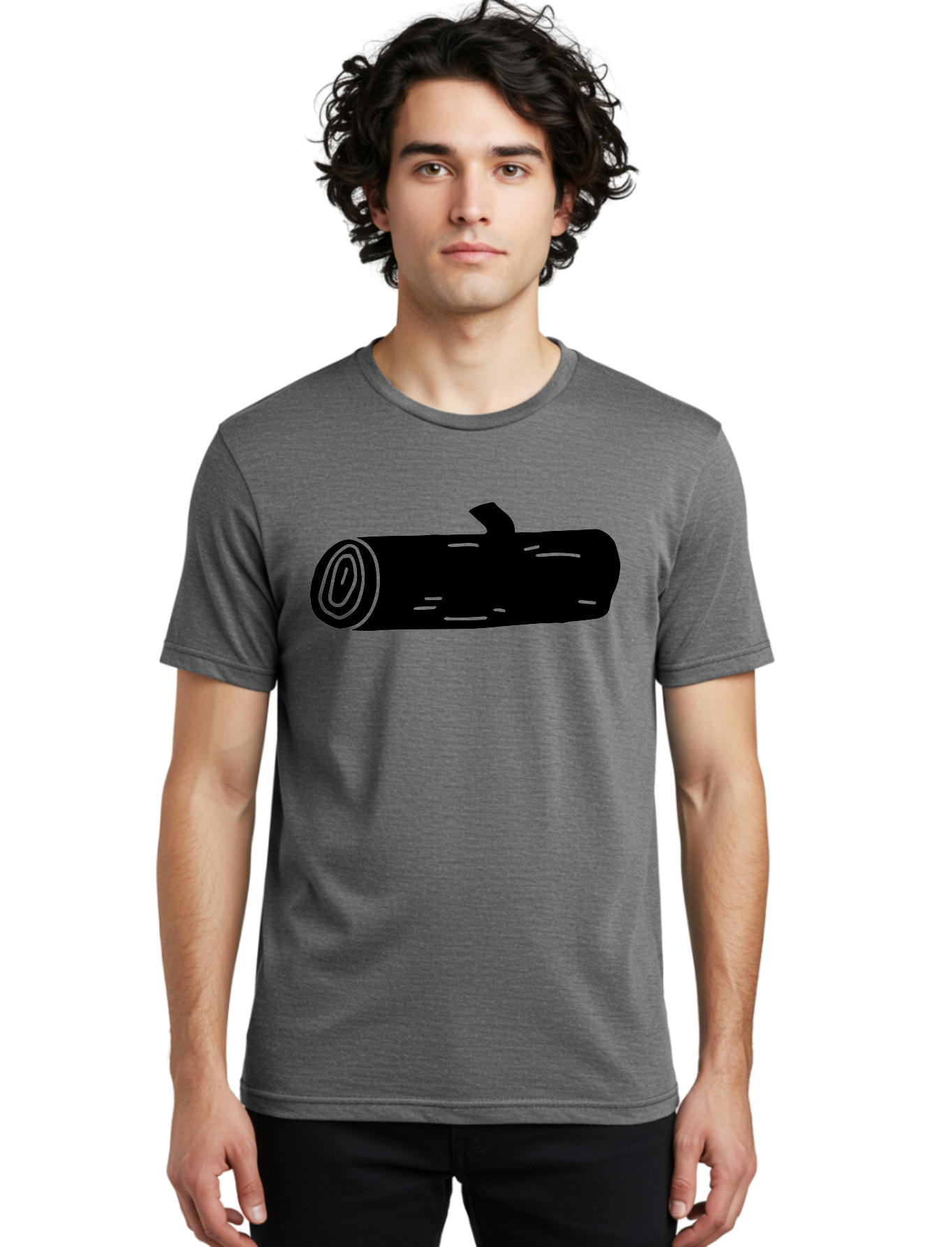 Log Men'S Graphic Tee, 100% Cotton, Comfortable Casual Summer Wear, Machine Washable, Log With Branch, Wooden Texture, Forest Log, Tree Trunk, Rustic Wood, Natural Material, Simple Illustration -  Aaa603
