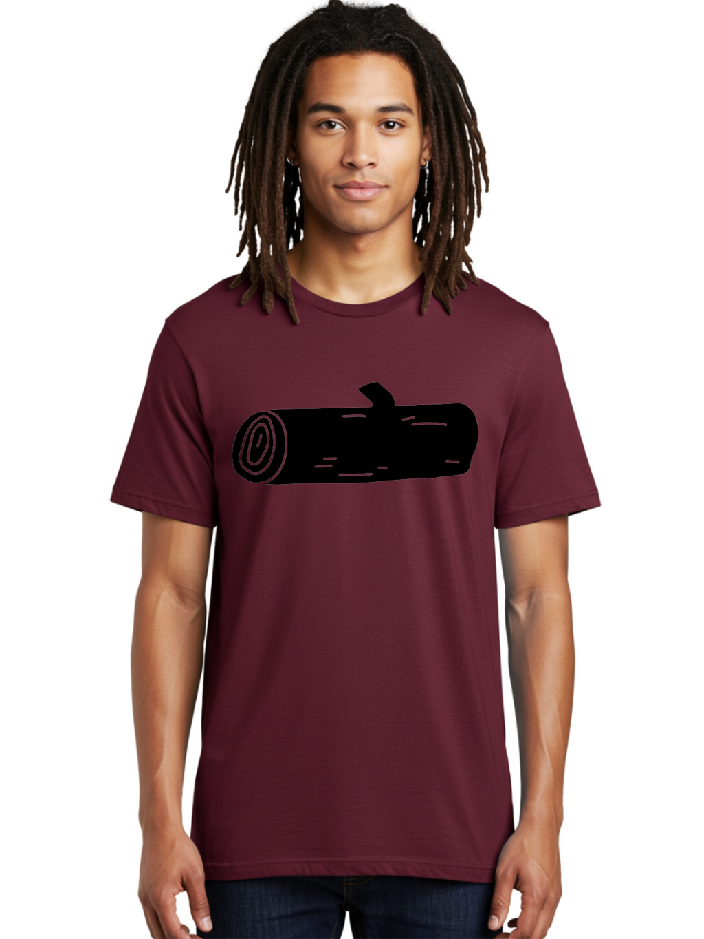 Log Men'S Graphic Tee, 100% Cotton, Comfortable Casual Summer Wear, Machine Washable, Log With Branch, Wooden Texture, Forest Log, Tree Trunk, Rustic Wood, Natural Material, Simple Illustration -  Aaa603