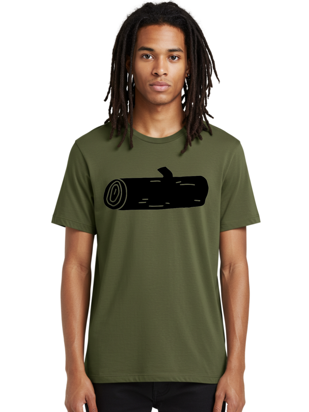 Log Men'S Graphic Tee, 100% Cotton, Comfortable Casual Summer Wear, Machine Washable, Log With Branch, Wooden Texture, Forest Log, Tree Trunk, Rustic Wood, Natural Material, Simple Illustration -  Aaa603