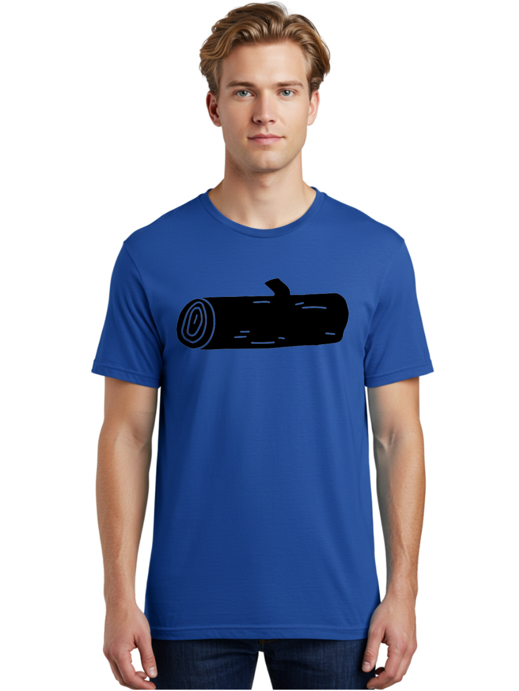 Log Men'S Graphic Tee, 100% Cotton, Comfortable Casual Summer Wear, Machine Washable, Log With Branch, Wooden Texture, Forest Log, Tree Trunk, Rustic Wood, Natural Material, Simple Illustration -  Aaa603