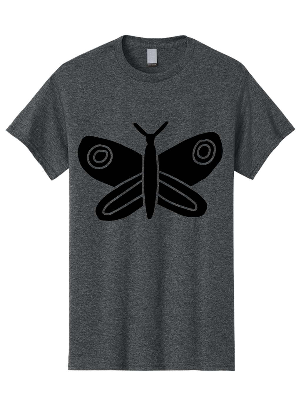 Luna-Moth Men'S Graphic Tee, 100% Cotton, Comfortable Casual Summer Wear, Machine Washable, Simple Moth Design, Minimalist Art, Black Silhouette, Green Outline, Stylized Insect, Modern Graphic, Wing Pattern, Nature Inspiration -  Aaa604