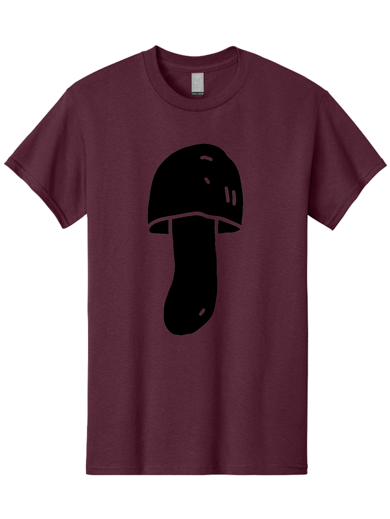Mushroom-Graphic Men'S Graphic Tee, 100% Cotton, Comfortable Casual Summer Wear, Machine Washable, Mushroom Silhouette, Simple Design, Minimalist Art, Fungal Icon, Black And Green, Nature Symbol -  Aaa606