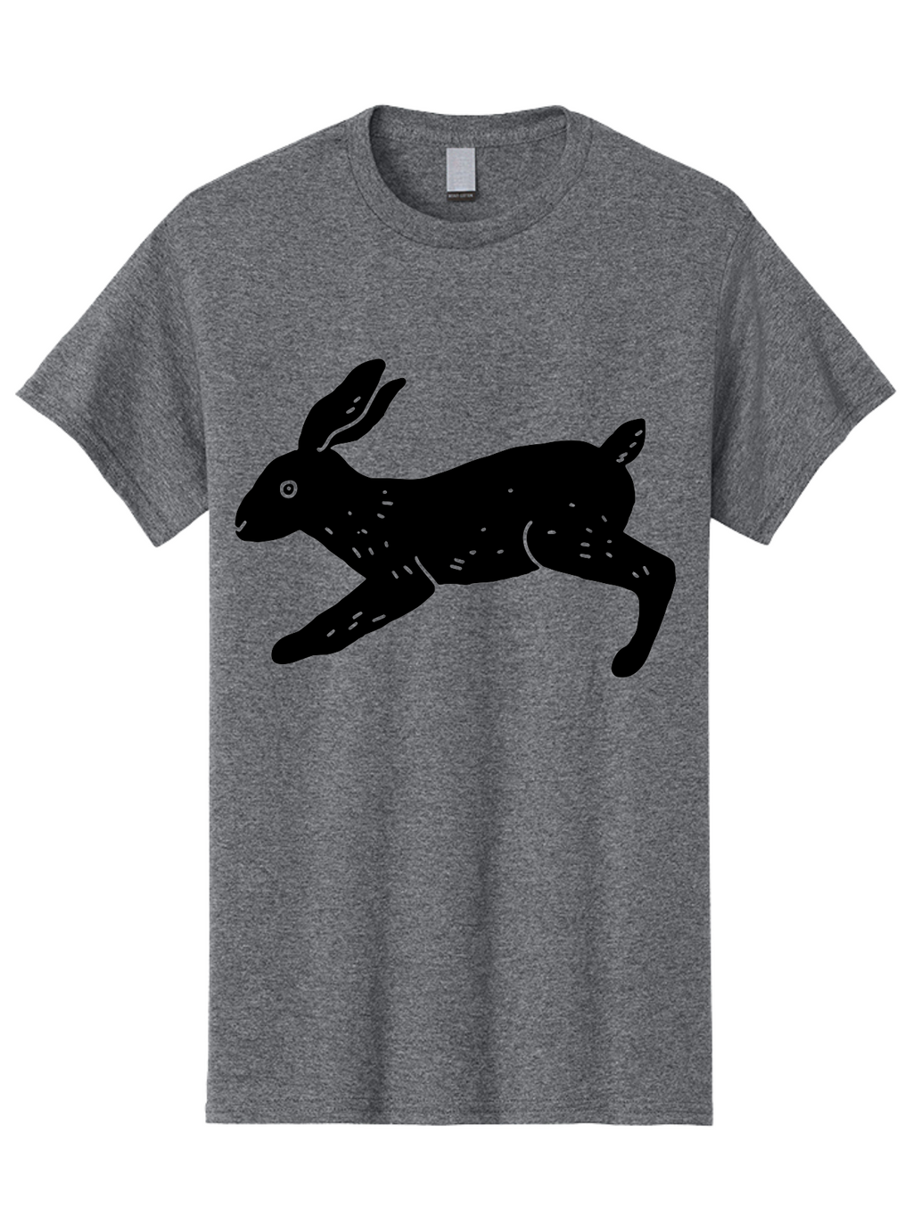 Rabbit-Silhouette Men'S Graphic Tee, 100% Cotton, Comfortable Casual Summer Wear, Machine Washable, Running Rabbit, Black Silhouette, Neon Green Accents, Dynamic Movement, Simple Design, Abstract Art, Minimalist Style, Rabbit Illustration -  Aaa610
