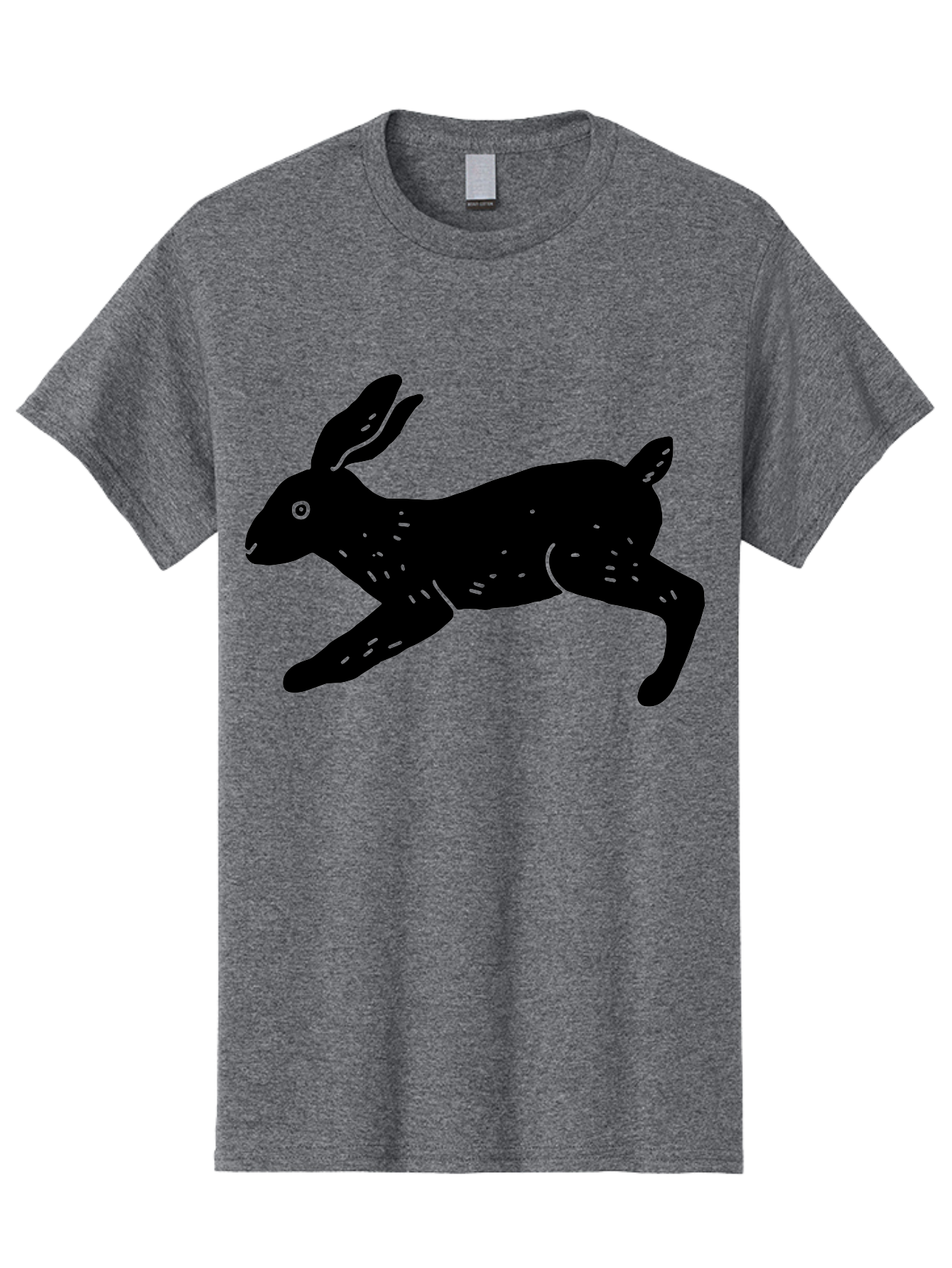 Rabbit-Silhouette Men'S Graphic Tee, 100% Cotton, Comfortable Casual Summer Wear, Machine Washable, Running Rabbit, Black Silhouette, Neon Green Accents, Dynamic Movement, Simple Design, Abstract Art, Minimalist Style, Rabbit Illustration -  Aaa610