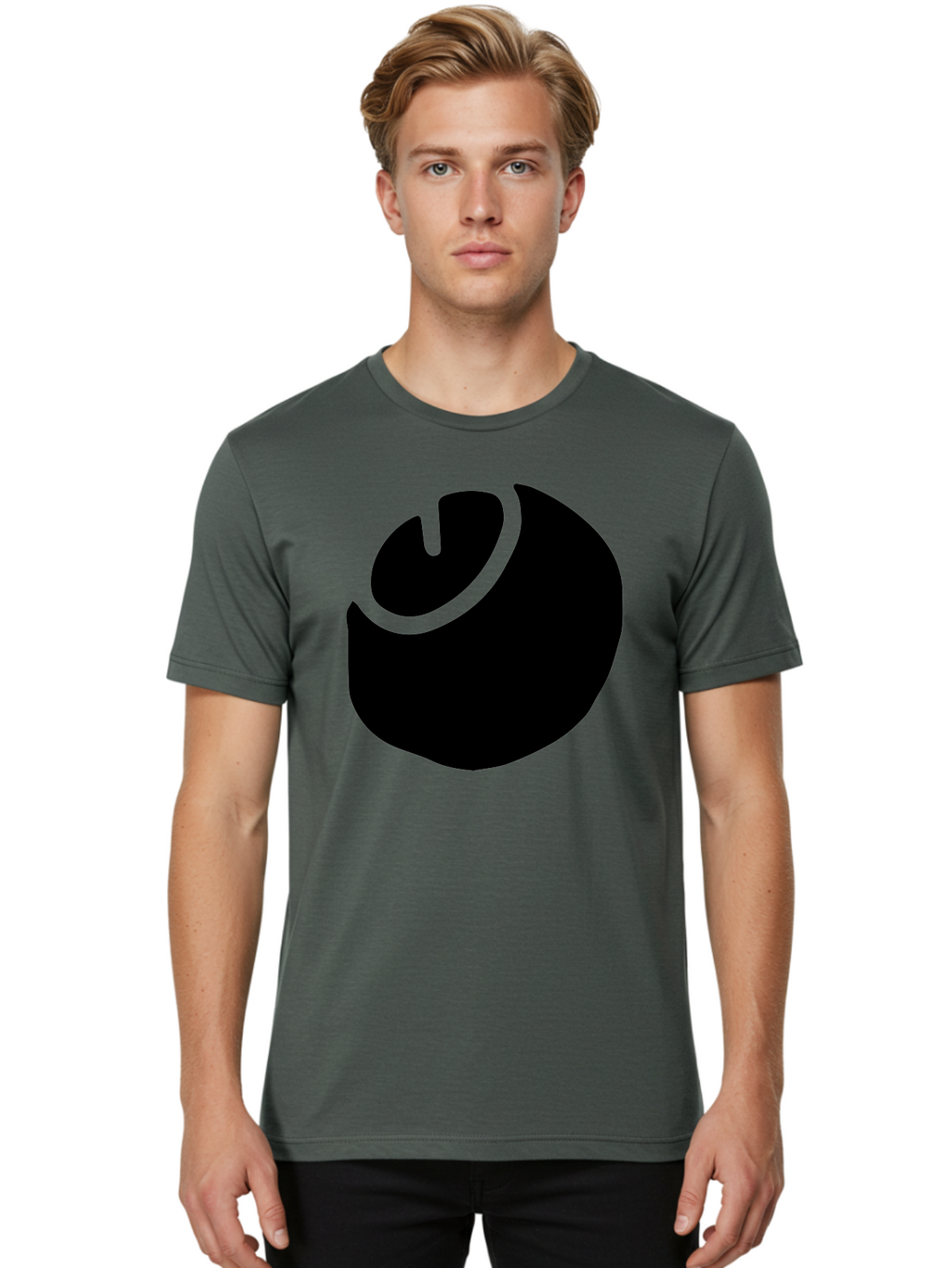 Steam-Logo Men'S Graphic Tee, 100% Cotton, Comfortable Casual Summer Wear, Machine Washable, Abstract Black Shape, Neon Green Outline, Modern Design, Futuristic Art, Bold Graphics, Minimalist Style, Creative Visuals -  Aaa611