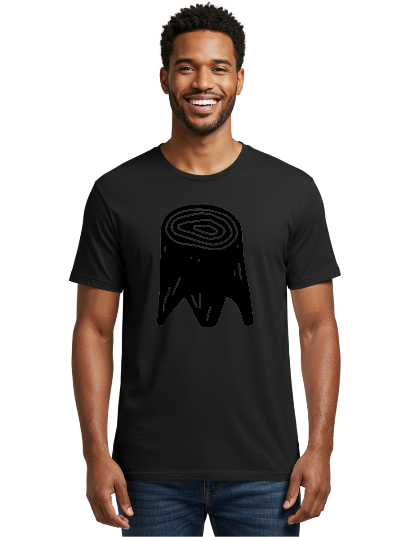 Tooth Men'S Graphic Tee, 100% Cotton, Comfortable Casual Summer Wear, Machine Washable, Black Tooth Silhouette, Dental Anatomy, Tooth Illustration, Abstract Tooth Design, Simple Graphics, Minimalist Art, Neon Green Outline, -  Aaa613