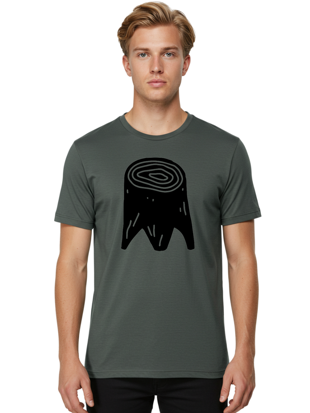 Tooth Men'S Graphic Tee, 100% Cotton, Comfortable Casual Summer Wear, Machine Washable, Black Tooth Silhouette, Dental Anatomy, Tooth Illustration, Abstract Tooth Design, Simple Graphics, Minimalist Art, Neon Green Outline, -  Aaa613