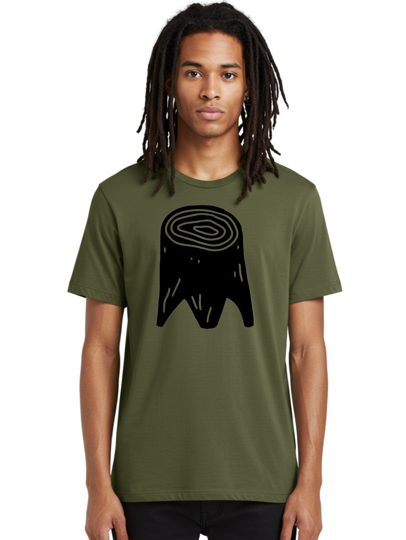 Tooth Men'S Graphic Tee, 100% Cotton, Comfortable Casual Summer Wear, Machine Washable, Black Tooth Silhouette, Dental Anatomy, Tooth Illustration, Abstract Tooth Design, Simple Graphics, Minimalist Art, Neon Green Outline, -  Aaa613