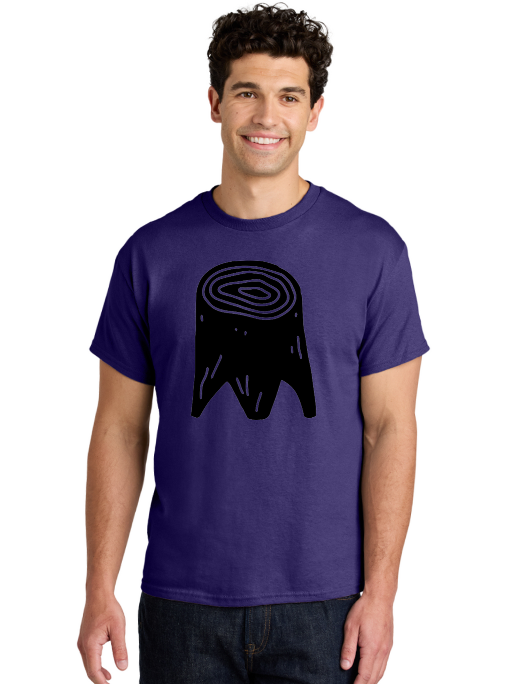 Tooth Men'S Graphic Tee, 100% Cotton, Comfortable Casual Summer Wear, Machine Washable, Black Tooth Silhouette, Dental Anatomy, Tooth Illustration, Abstract Tooth Design, Simple Graphics, Minimalist Art, Neon Green Outline, -  Aaa613