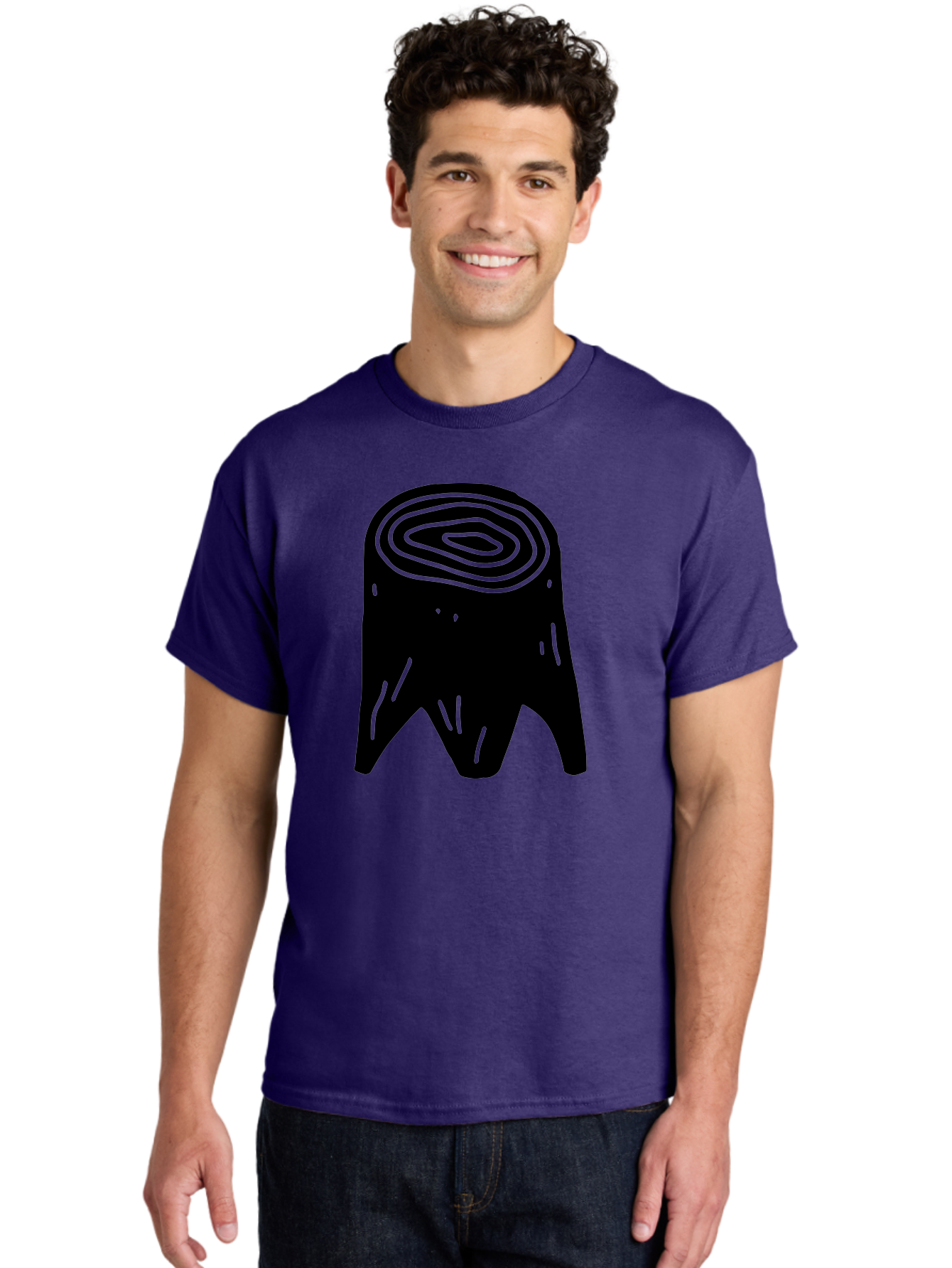 Tooth Men'S Graphic Tee, 100% Cotton, Comfortable Casual Summer Wear, Machine Washable, Black Tooth Silhouette, Dental Anatomy, Tooth Illustration, Abstract Tooth Design, Simple Graphics, Minimalist Art, Neon Green Outline, -  Aaa613