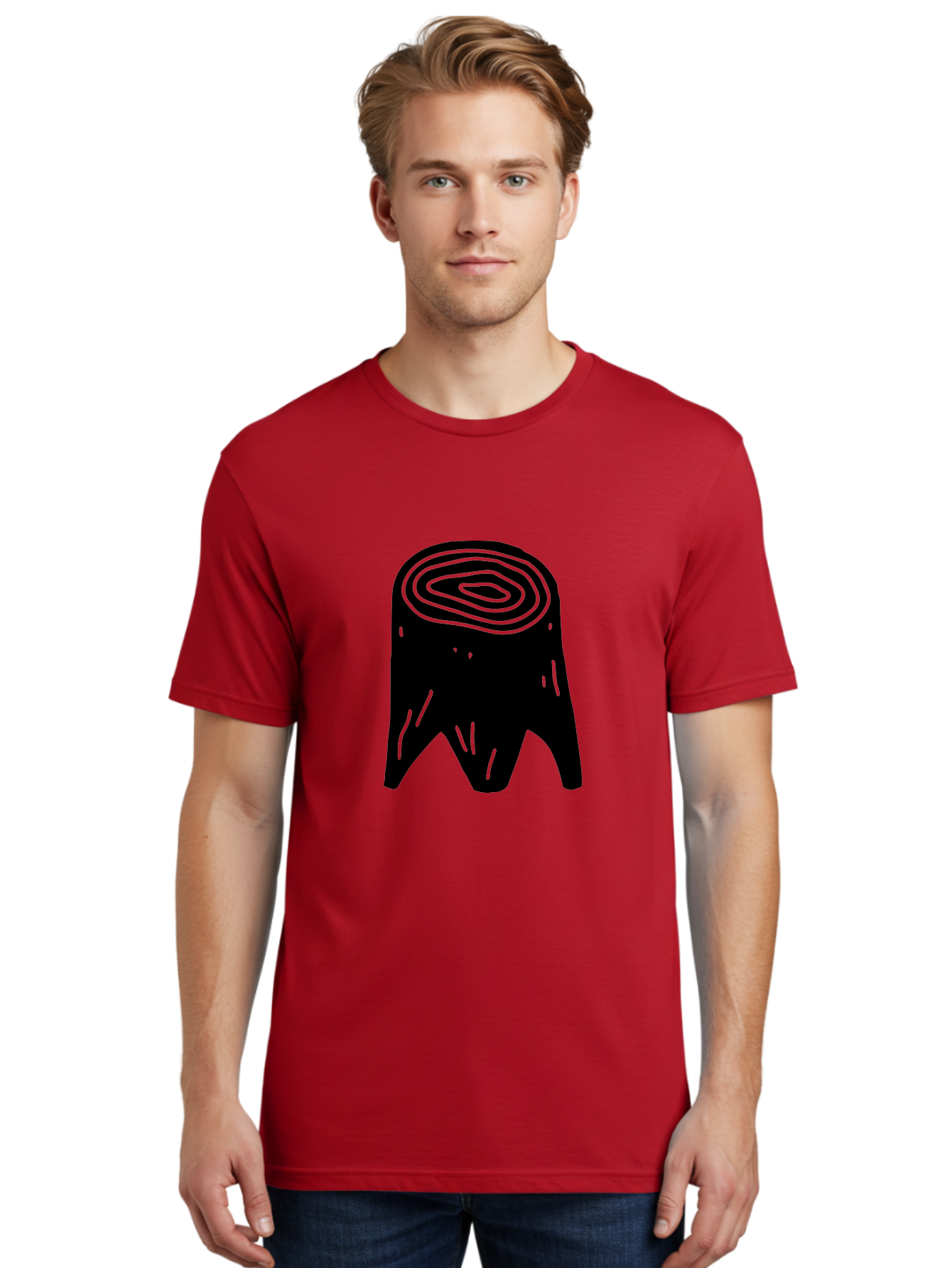 Tooth Men'S Graphic Tee, 100% Cotton, Comfortable Casual Summer Wear, Machine Washable, Black Tooth Silhouette, Dental Anatomy, Tooth Illustration, Abstract Tooth Design, Simple Graphics, Minimalist Art, Neon Green Outline, -  Aaa613