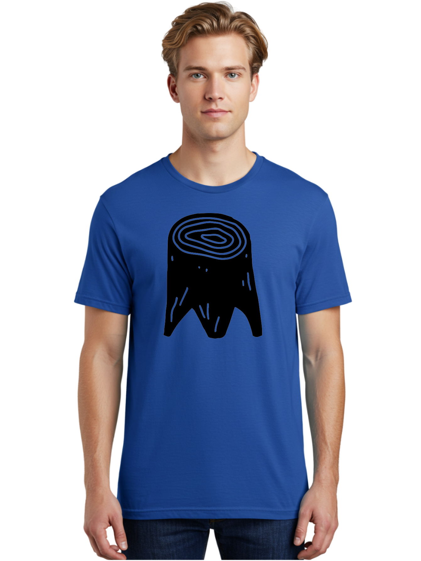 Tooth Men'S Graphic Tee, 100% Cotton, Comfortable Casual Summer Wear, Machine Washable, Black Tooth Silhouette, Dental Anatomy, Tooth Illustration, Abstract Tooth Design, Simple Graphics, Minimalist Art, Neon Green Outline, -  Aaa613