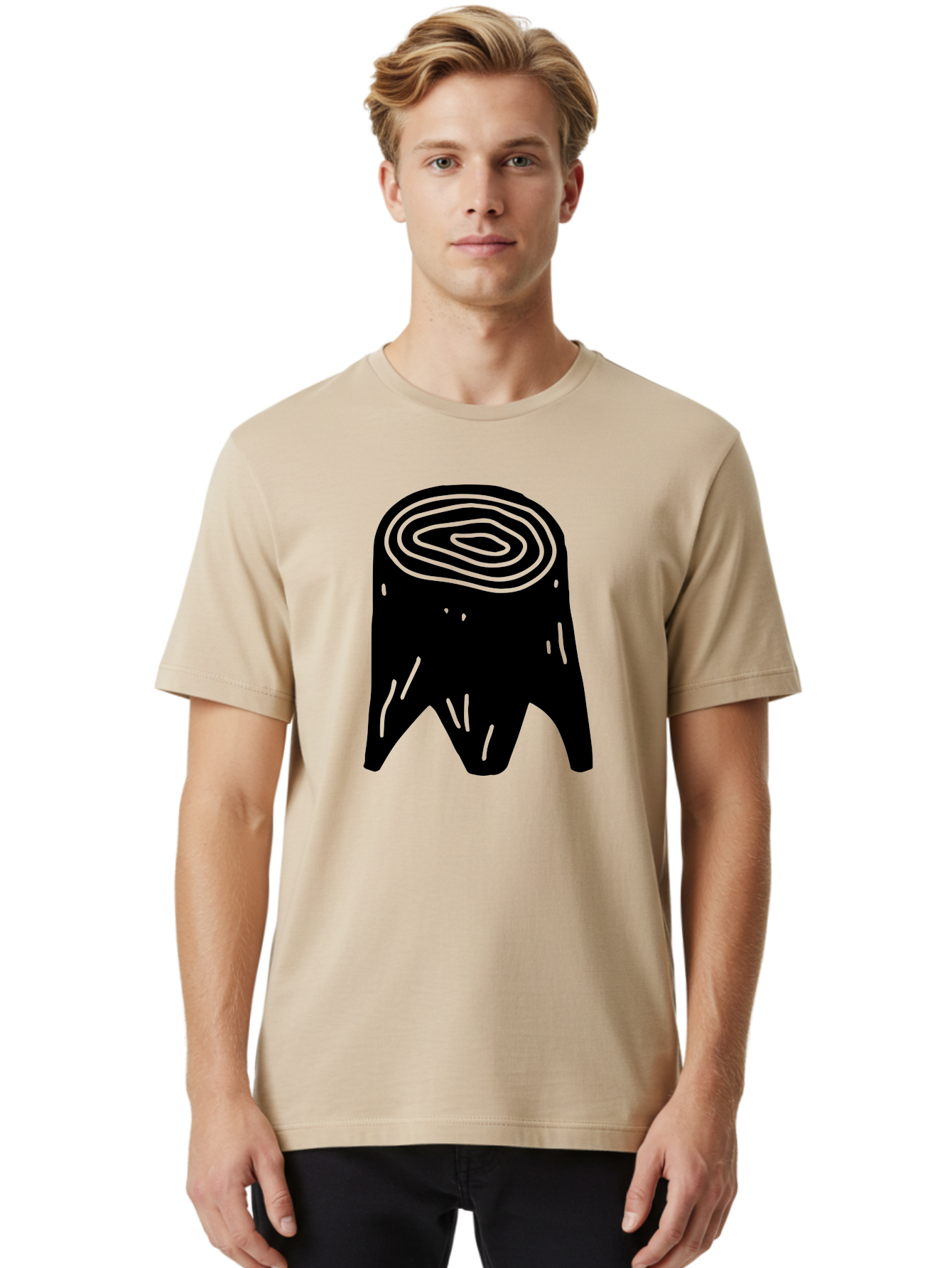 Tooth Men'S Graphic Tee, 100% Cotton, Comfortable Casual Summer Wear, Machine Washable, Black Tooth Silhouette, Dental Anatomy, Tooth Illustration, Abstract Tooth Design, Simple Graphics, Minimalist Art, Neon Green Outline, -  Aaa613