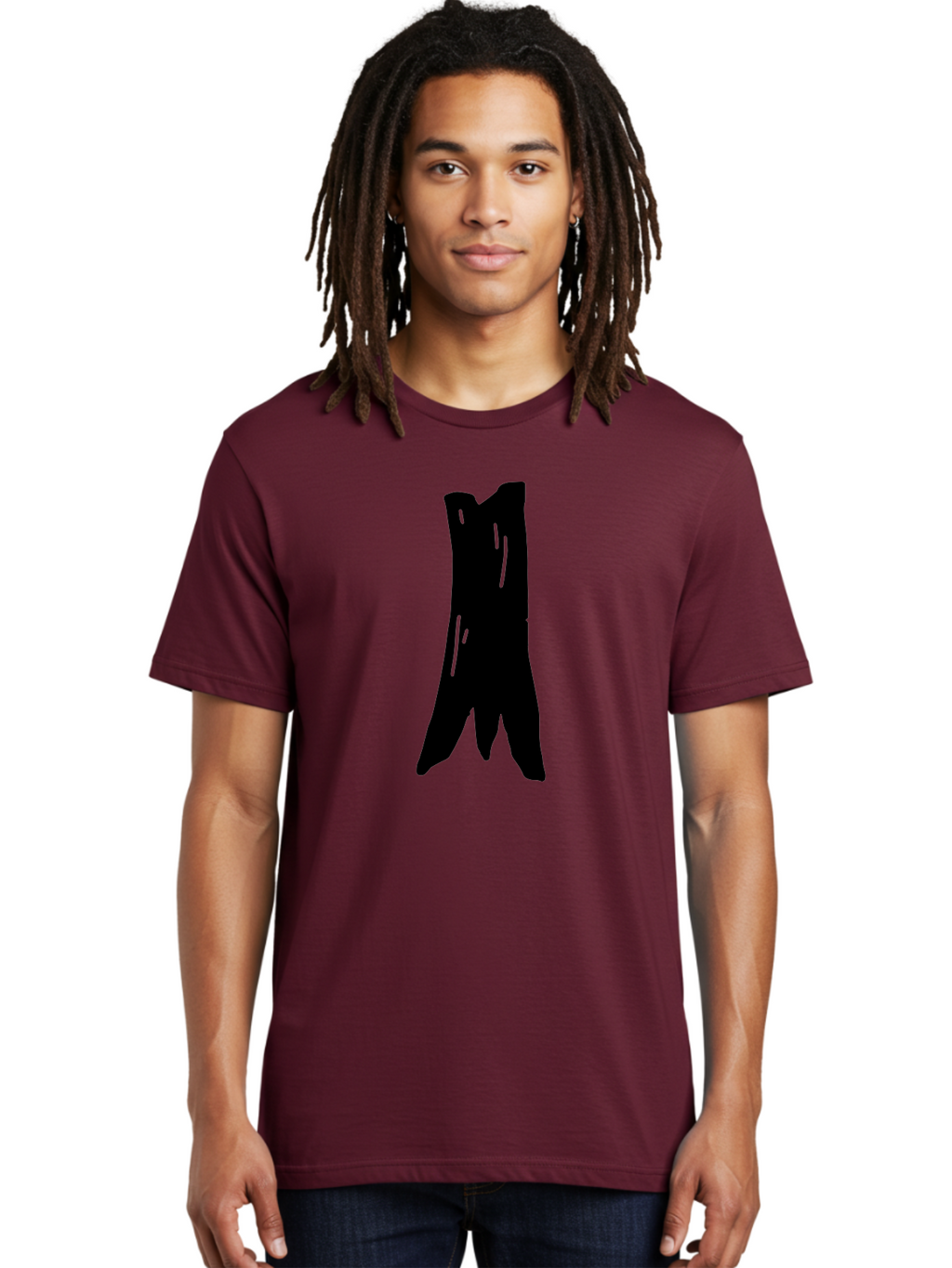 Tree-Stump Men'S Graphic Tee, 100% Cotton, Comfortable Casual Summer Wear, Machine Washable, Tree Trunk, Minimalist Art, Simple Shapes, Black Silhouette, Abstract Representation, Natural Forms, Digital Illustration, Modern Design -  Aaa614