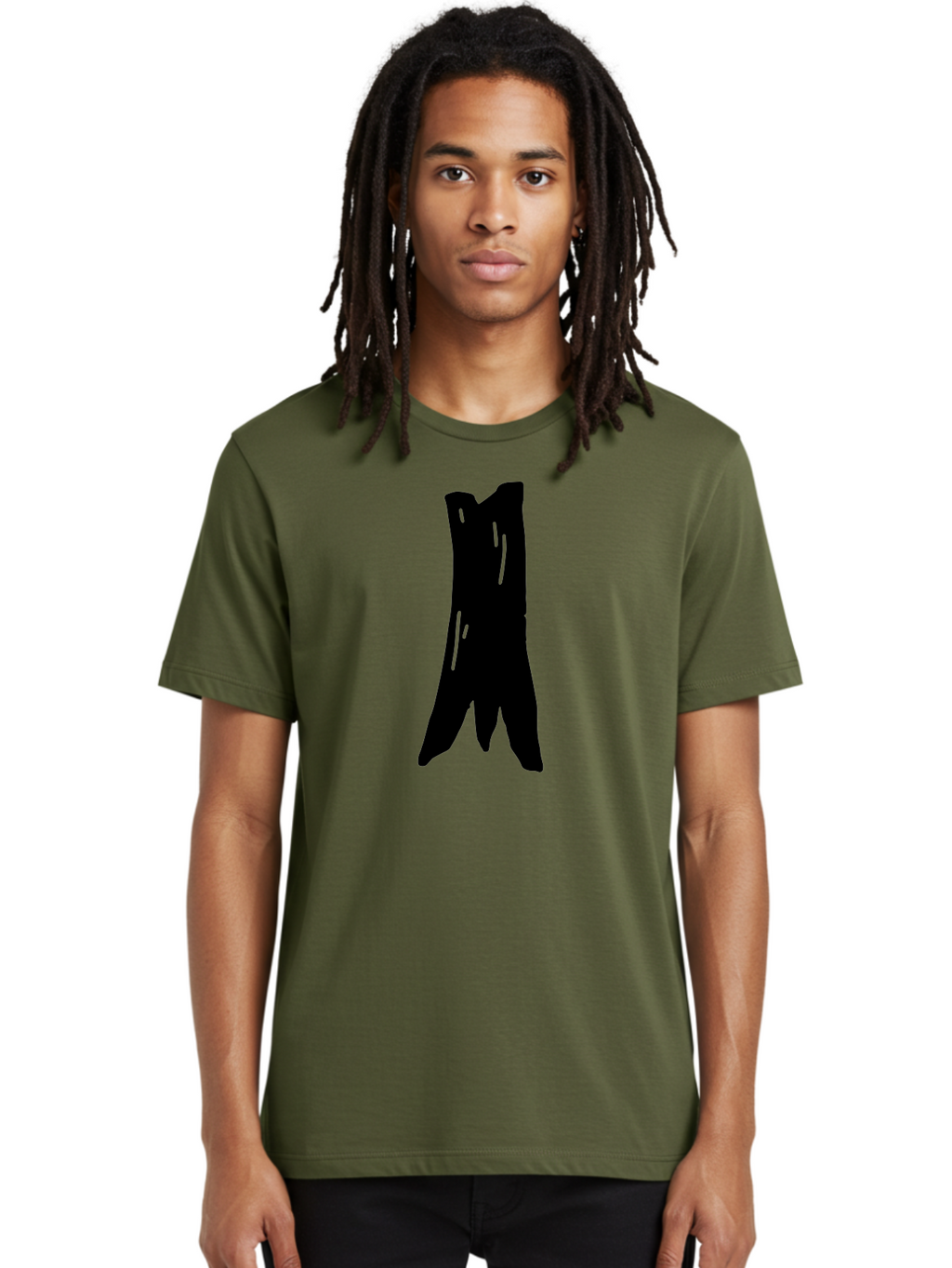 Tree-Stump Men'S Graphic Tee, 100% Cotton, Comfortable Casual Summer Wear, Machine Washable, Tree Trunk, Minimalist Art, Simple Shapes, Black Silhouette, Abstract Representation, Natural Forms, Digital Illustration, Modern Design -  Aaa614
