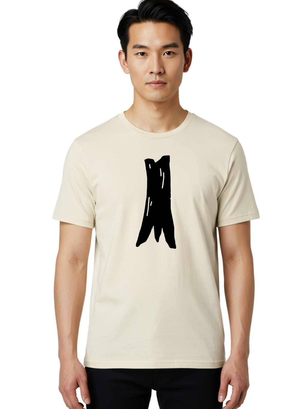 Tree-Stump Men'S Graphic Tee, 100% Cotton, Comfortable Casual Summer Wear, Machine Washable, Tree Trunk, Minimalist Art, Simple Shapes, Black Silhouette, Abstract Representation, Natural Forms, Digital Illustration, Modern Design -  Aaa614