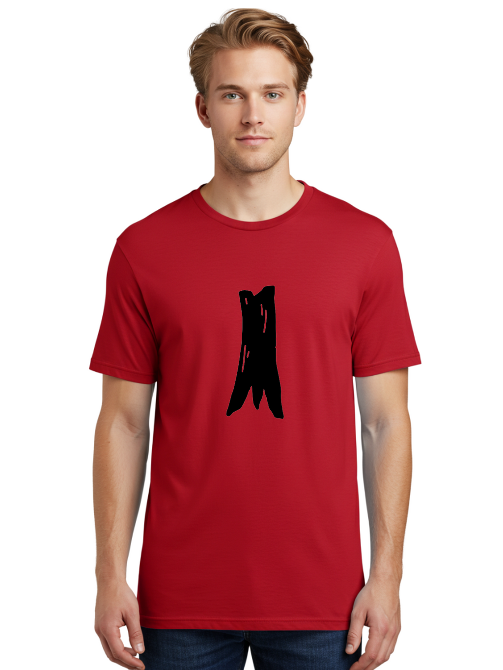 Tree-Stump Men'S Graphic Tee, 100% Cotton, Comfortable Casual Summer Wear, Machine Washable, Tree Trunk, Minimalist Art, Simple Shapes, Black Silhouette, Abstract Representation, Natural Forms, Digital Illustration, Modern Design -  Aaa614