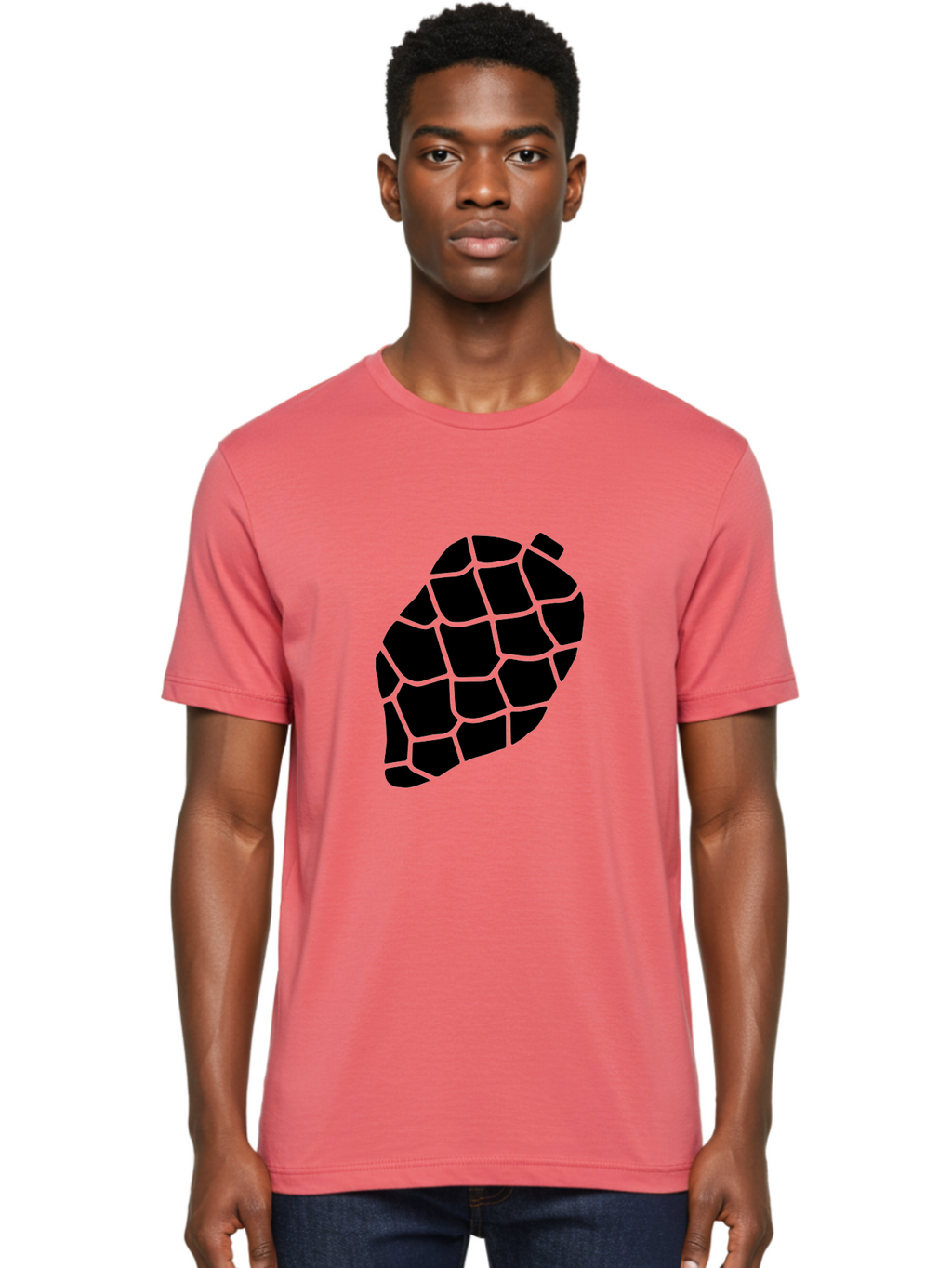 Turtle-Shell Men'S Graphic Tee, 100% Cotton, Comfortable Casual Summer Wear, Machine Washable, Turtle Shell, Black And Green, Reptile Scales, Natural Pattern, Wildlife, Animal Design, Abstract Shape -  Aaa616