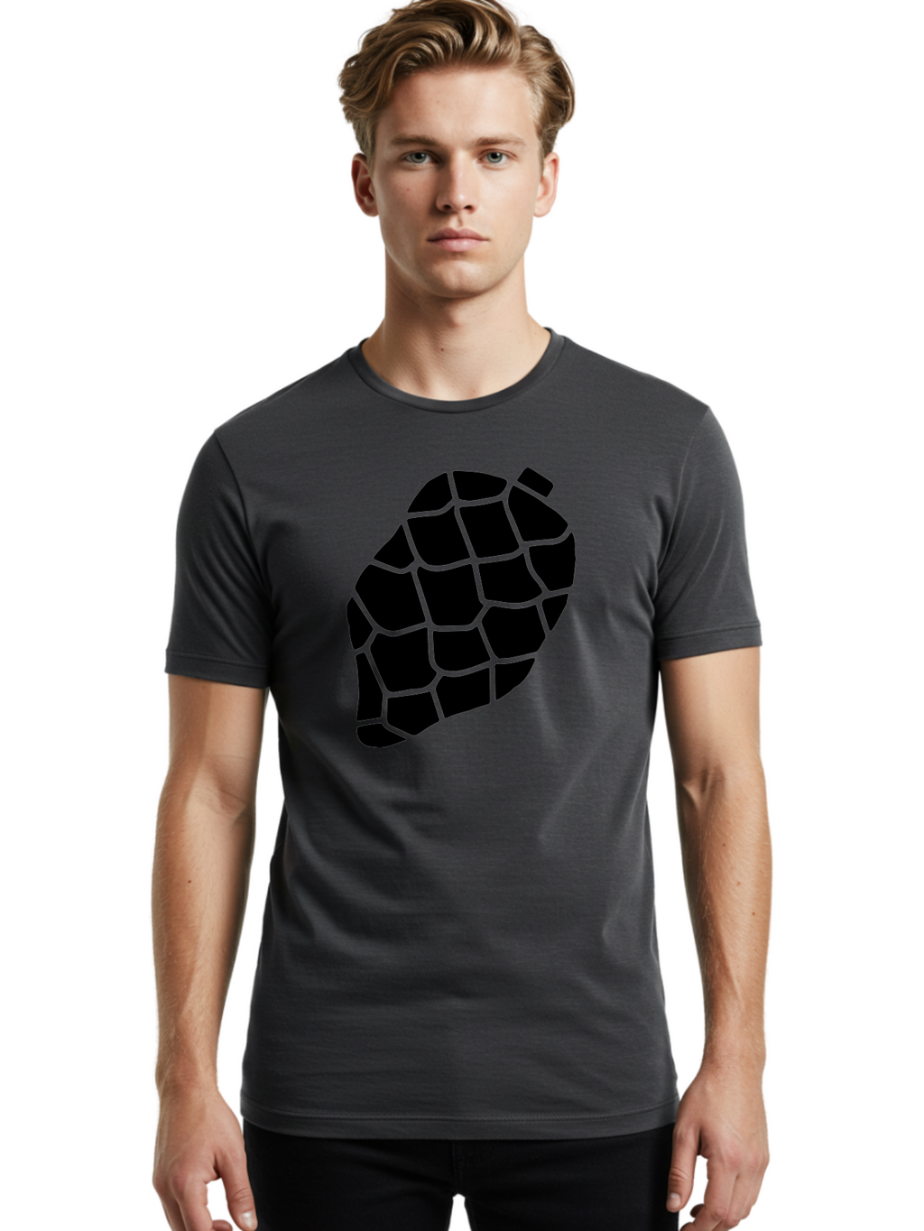 Turtle-Shell Men'S Graphic Tee, 100% Cotton, Comfortable Casual Summer Wear, Machine Washable, Turtle Shell, Black And Green, Reptile Scales, Natural Pattern, Wildlife, Animal Design, Abstract Shape -  Aaa616