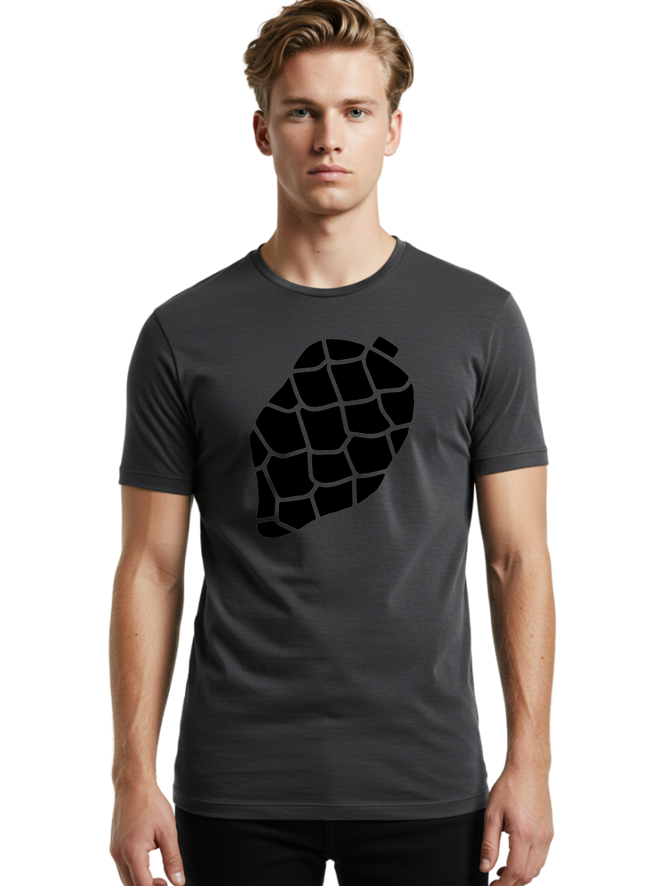 Turtle-Shell Men'S Graphic Tee, 100% Cotton, Comfortable Casual Summer Wear, Machine Washable, Turtle Shell, Black And Green, Reptile Scales, Natural Pattern, Wildlife, Animal Design, Abstract Shape -  Aaa616