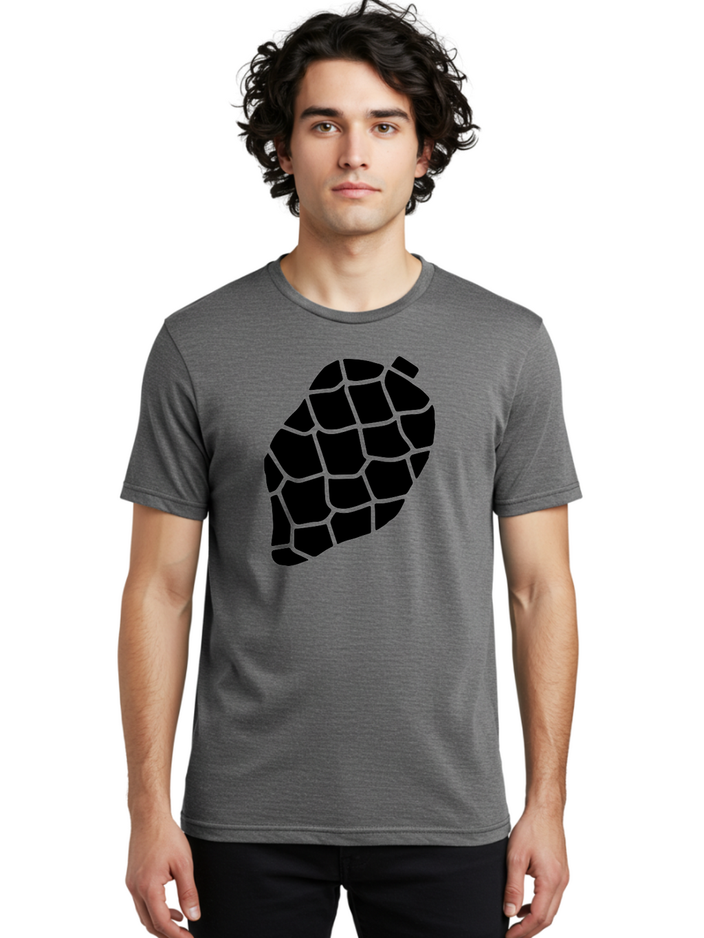 Turtle-Shell Men'S Graphic Tee, 100% Cotton, Comfortable Casual Summer Wear, Machine Washable, Turtle Shell, Black And Green, Reptile Scales, Natural Pattern, Wildlife, Animal Design, Abstract Shape -  Aaa616