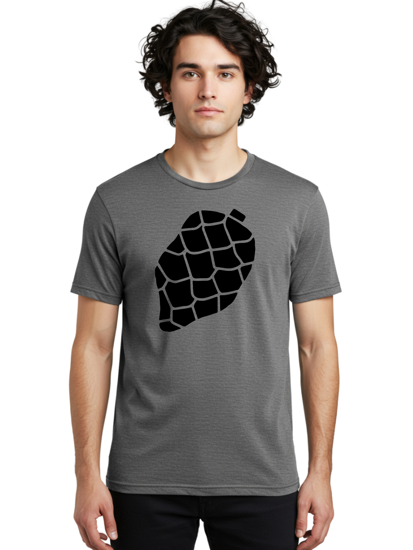 Turtle-Shell Men'S Graphic Tee, 100% Cotton, Comfortable Casual Summer Wear, Machine Washable, Turtle Shell, Black And Green, Reptile Scales, Natural Pattern, Wildlife, Animal Design, Abstract Shape -  Aaa616
