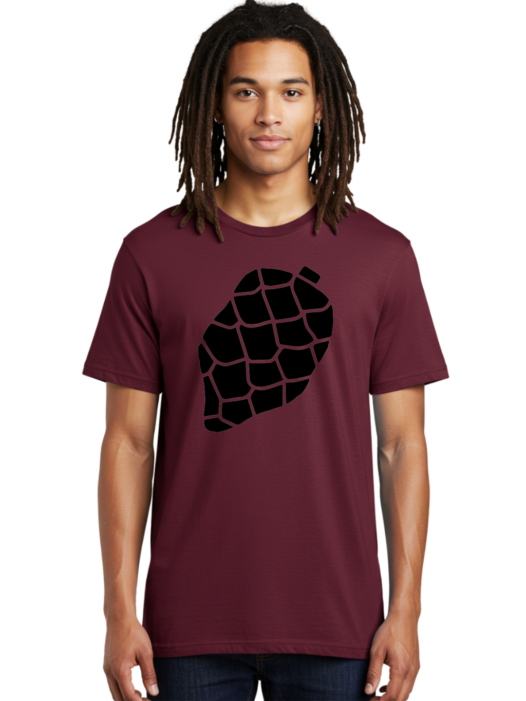 Turtle-Shell Men'S Graphic Tee, 100% Cotton, Comfortable Casual Summer Wear, Machine Washable, Turtle Shell, Black And Green, Reptile Scales, Natural Pattern, Wildlife, Animal Design, Abstract Shape -  Aaa616