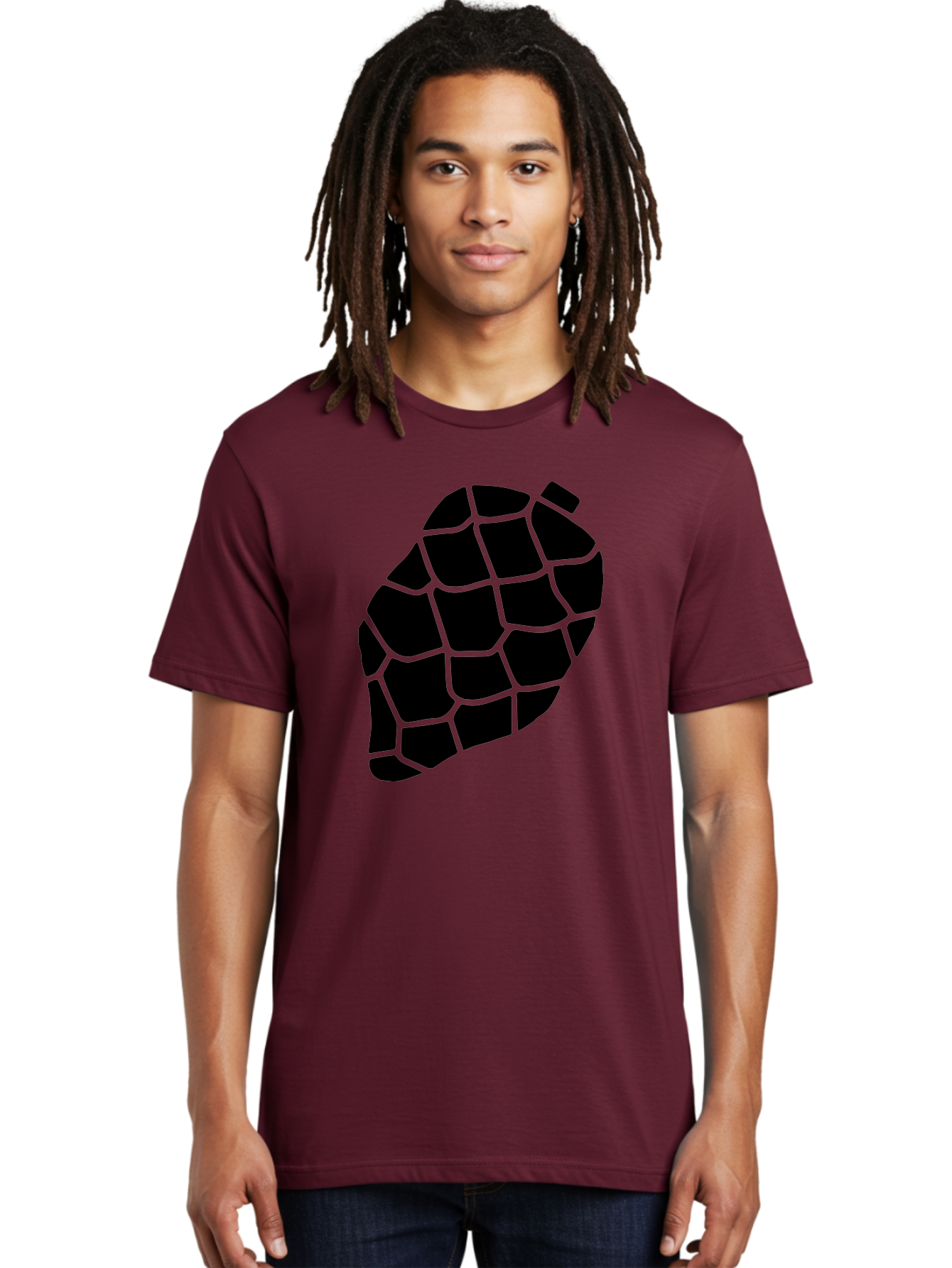 Turtle-Shell Men'S Graphic Tee, 100% Cotton, Comfortable Casual Summer Wear, Machine Washable, Turtle Shell, Black And Green, Reptile Scales, Natural Pattern, Wildlife, Animal Design, Abstract Shape -  Aaa616