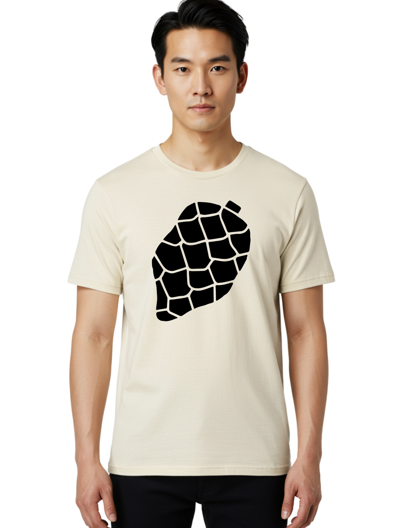 Turtle-Shell Men'S Graphic Tee, 100% Cotton, Comfortable Casual Summer Wear, Machine Washable, Turtle Shell, Black And Green, Reptile Scales, Natural Pattern, Wildlife, Animal Design, Abstract Shape -  Aaa616