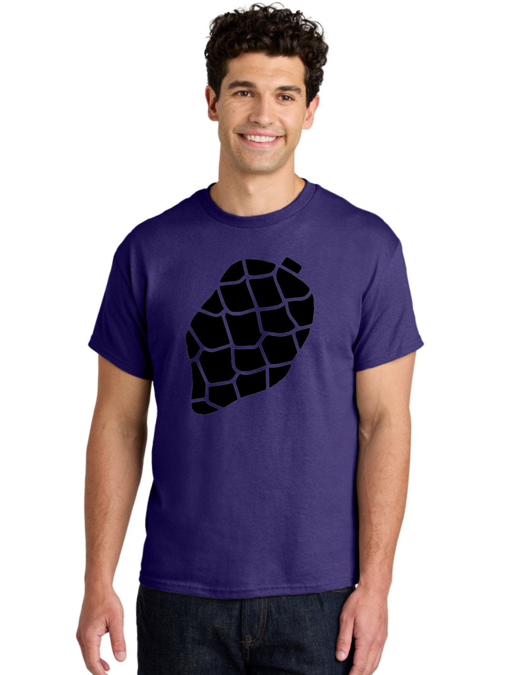Turtle-Shell Men'S Graphic Tee, 100% Cotton, Comfortable Casual Summer Wear, Machine Washable, Turtle Shell, Black And Green, Reptile Scales, Natural Pattern, Wildlife, Animal Design, Abstract Shape -  Aaa616