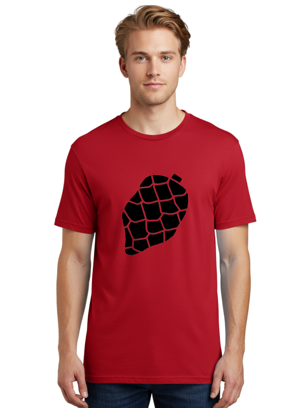 Turtle-Shell Men'S Graphic Tee, 100% Cotton, Comfortable Casual Summer Wear, Machine Washable, Turtle Shell, Black And Green, Reptile Scales, Natural Pattern, Wildlife, Animal Design, Abstract Shape -  Aaa616