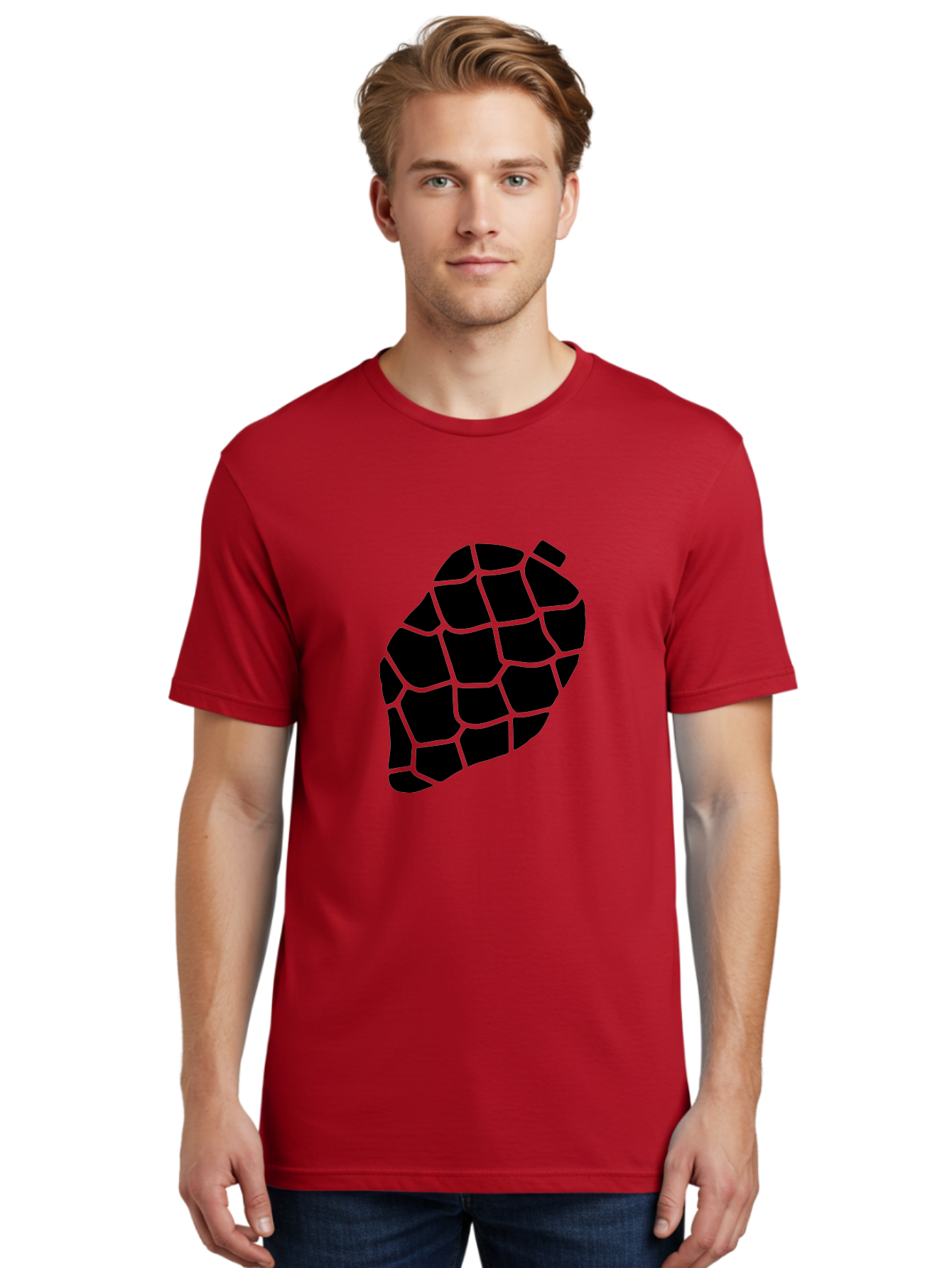 Turtle-Shell Men'S Graphic Tee, 100% Cotton, Comfortable Casual Summer Wear, Machine Washable, Turtle Shell, Black And Green, Reptile Scales, Natural Pattern, Wildlife, Animal Design, Abstract Shape -  Aaa616