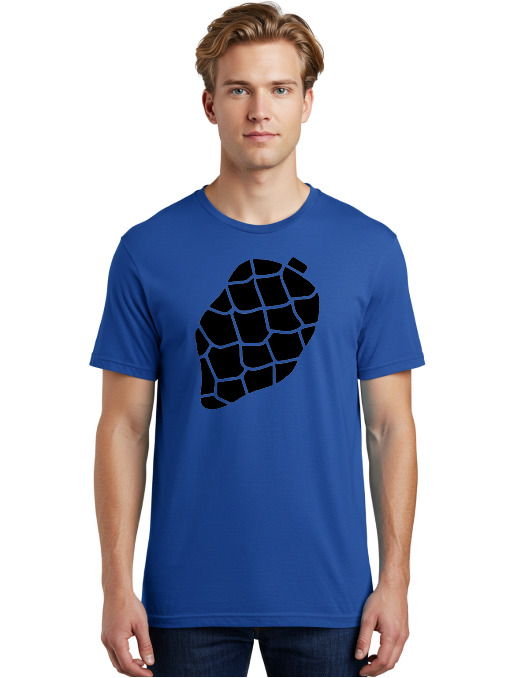 Turtle-Shell Men'S Graphic Tee, 100% Cotton, Comfortable Casual Summer Wear, Machine Washable, Turtle Shell, Black And Green, Reptile Scales, Natural Pattern, Wildlife, Animal Design, Abstract Shape -  Aaa616
