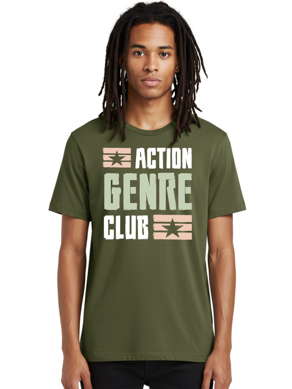 Action-Genre-Club Men'S Graphic Tee, 100% Cotton, Comfortable Casual Summer Wear, Machine Washable, Action Genre, Action Movies, Film Enthusiasts, Movie Buffs, Club Logo, Entertainment, Cinematic Experience, Adventure, Thriller, Blockbuster -  Aaa619