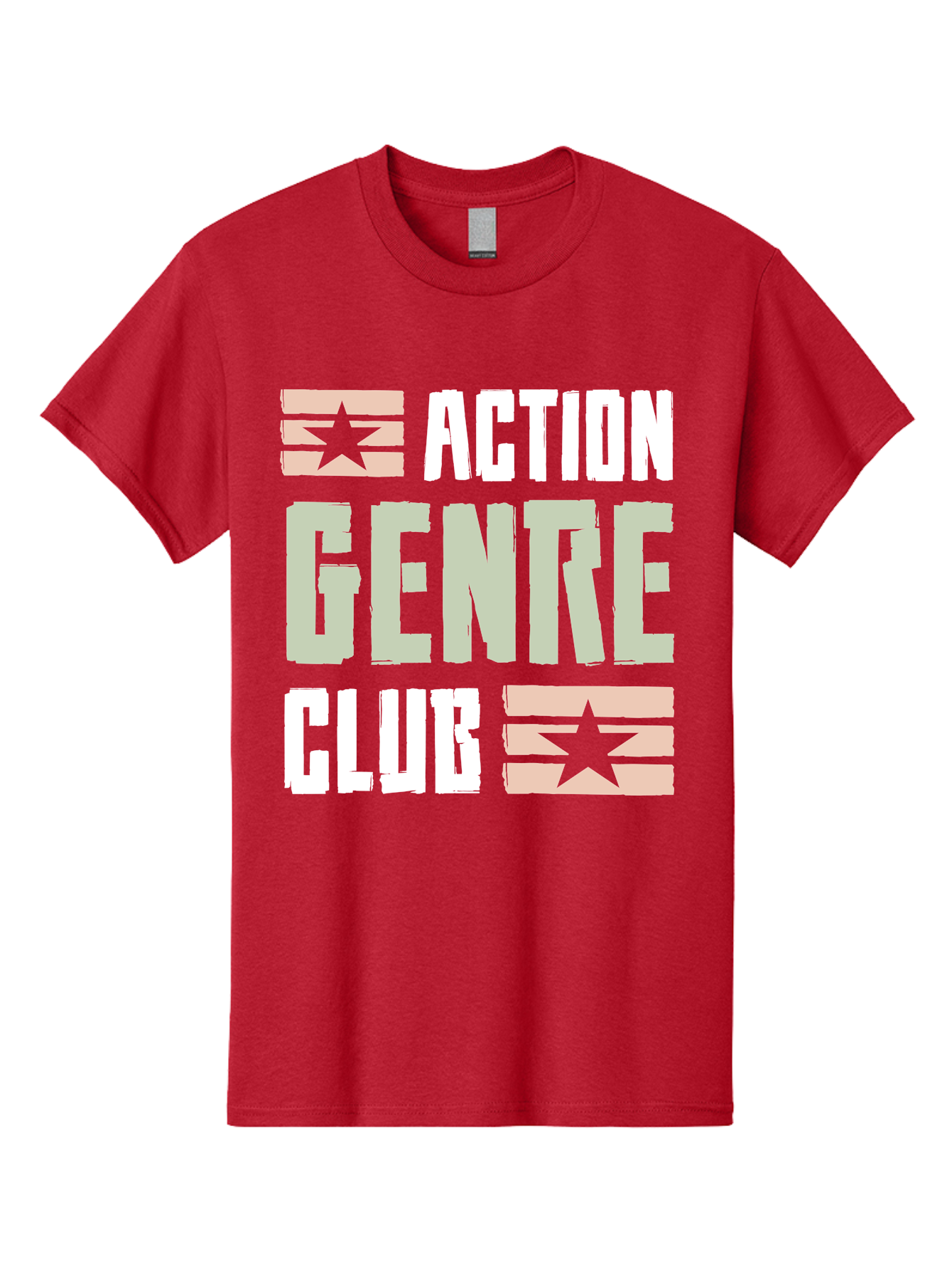 Action-Genre-Club Men'S Graphic Tee, 100% Cotton, Comfortable Casual Summer Wear, Machine Washable, Action Genre, Action Movies, Film Enthusiasts, Movie Buffs, Club Logo, Entertainment, Cinematic Experience, Adventure, Thriller, Blockbuster -  Aaa619