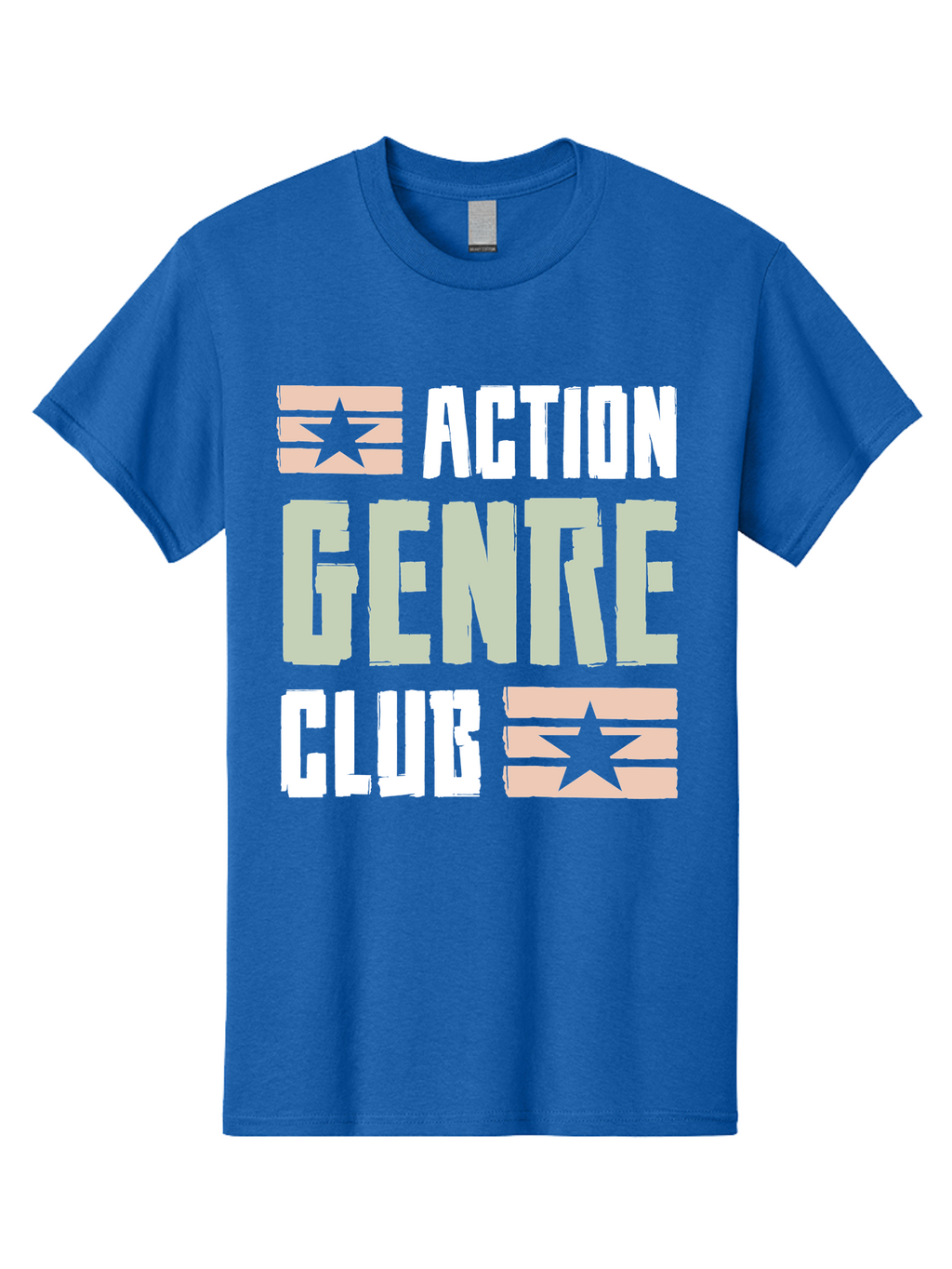 Action-Genre-Club Men'S Graphic Tee, 100% Cotton, Comfortable Casual Summer Wear, Machine Washable, Action Genre, Action Movies, Film Enthusiasts, Movie Buffs, Club Logo, Entertainment, Cinematic Experience, Adventure, Thriller, Blockbuster -  Aaa619