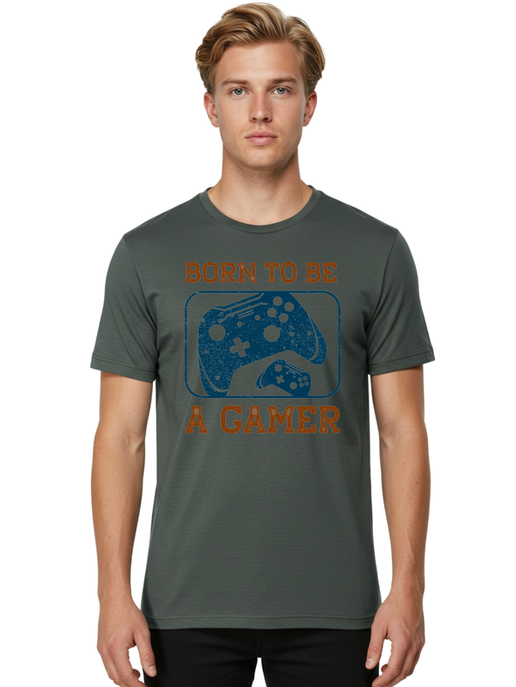 Born-To-Be-A-Gamer Men'S Graphic Tee, 100% Cotton, Comfortable Casual Summer Wear, Machine Washable, Gaming Controller, Born To Be A Gamer, Video Game Accessories, Gamer Lifestyle, Gaming Culture, Gaming Passion, Game Console -  Aaa621
