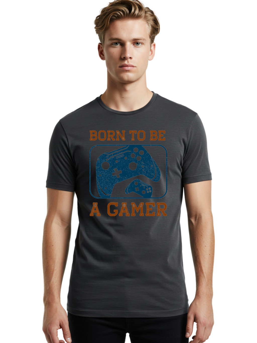 Born-To-Be-A-Gamer Men'S Graphic Tee, 100% Cotton, Comfortable Casual Summer Wear, Machine Washable, Gaming Controller, Born To Be A Gamer, Video Game Accessories, Gamer Lifestyle, Gaming Culture, Gaming Passion, Game Console -  Aaa621