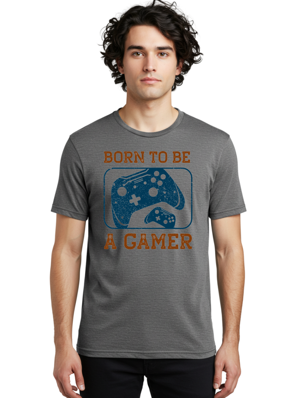 Born-To-Be-A-Gamer Men'S Graphic Tee, 100% Cotton, Comfortable Casual Summer Wear, Machine Washable, Gaming Controller, Born To Be A Gamer, Video Game Accessories, Gamer Lifestyle, Gaming Culture, Gaming Passion, Game Console -  Aaa621