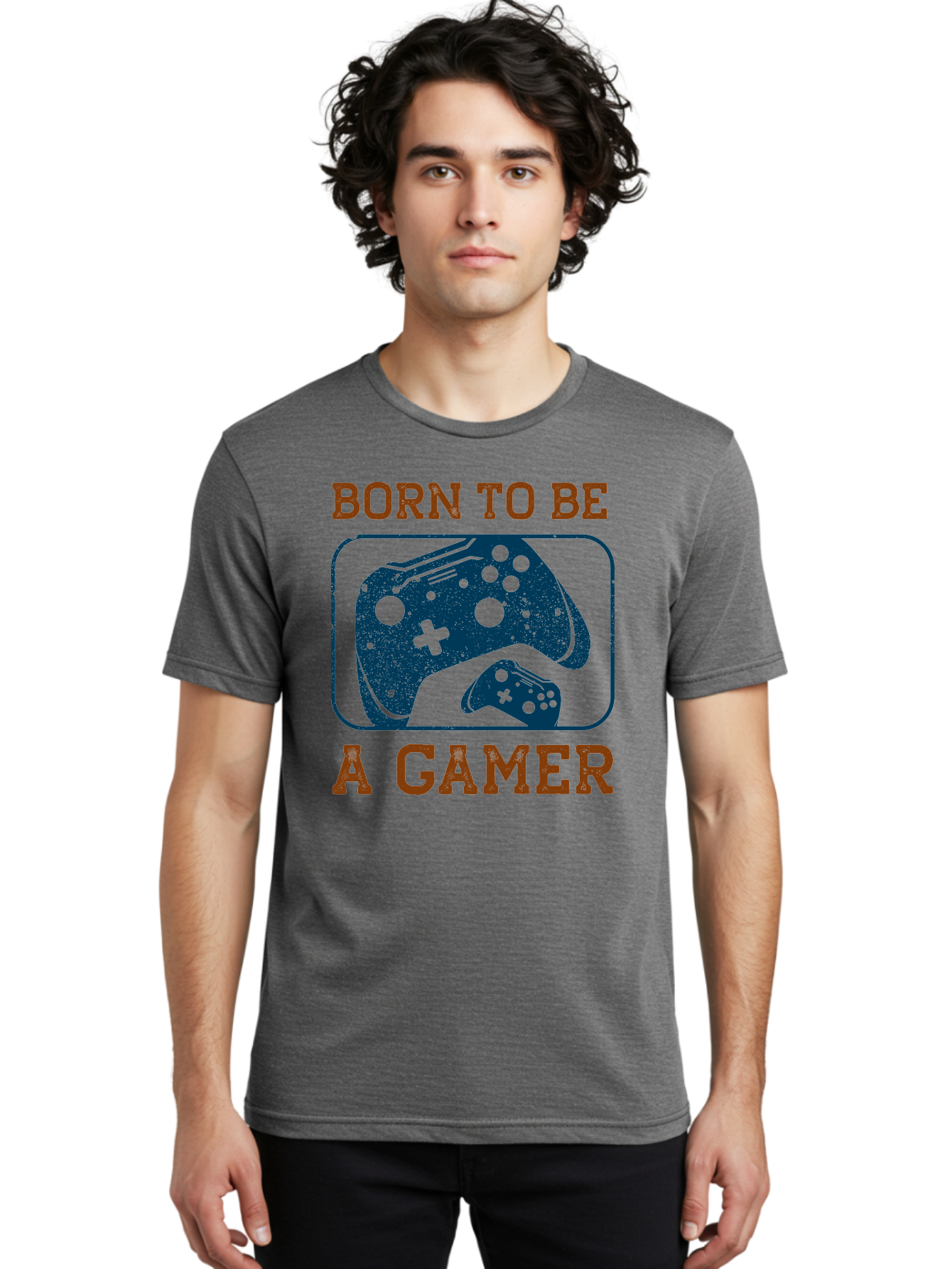Born-To-Be-A-Gamer Men'S Graphic Tee, 100% Cotton, Comfortable Casual Summer Wear, Machine Washable, Gaming Controller, Born To Be A Gamer, Video Game Accessories, Gamer Lifestyle, Gaming Culture, Gaming Passion, Game Console -  Aaa621