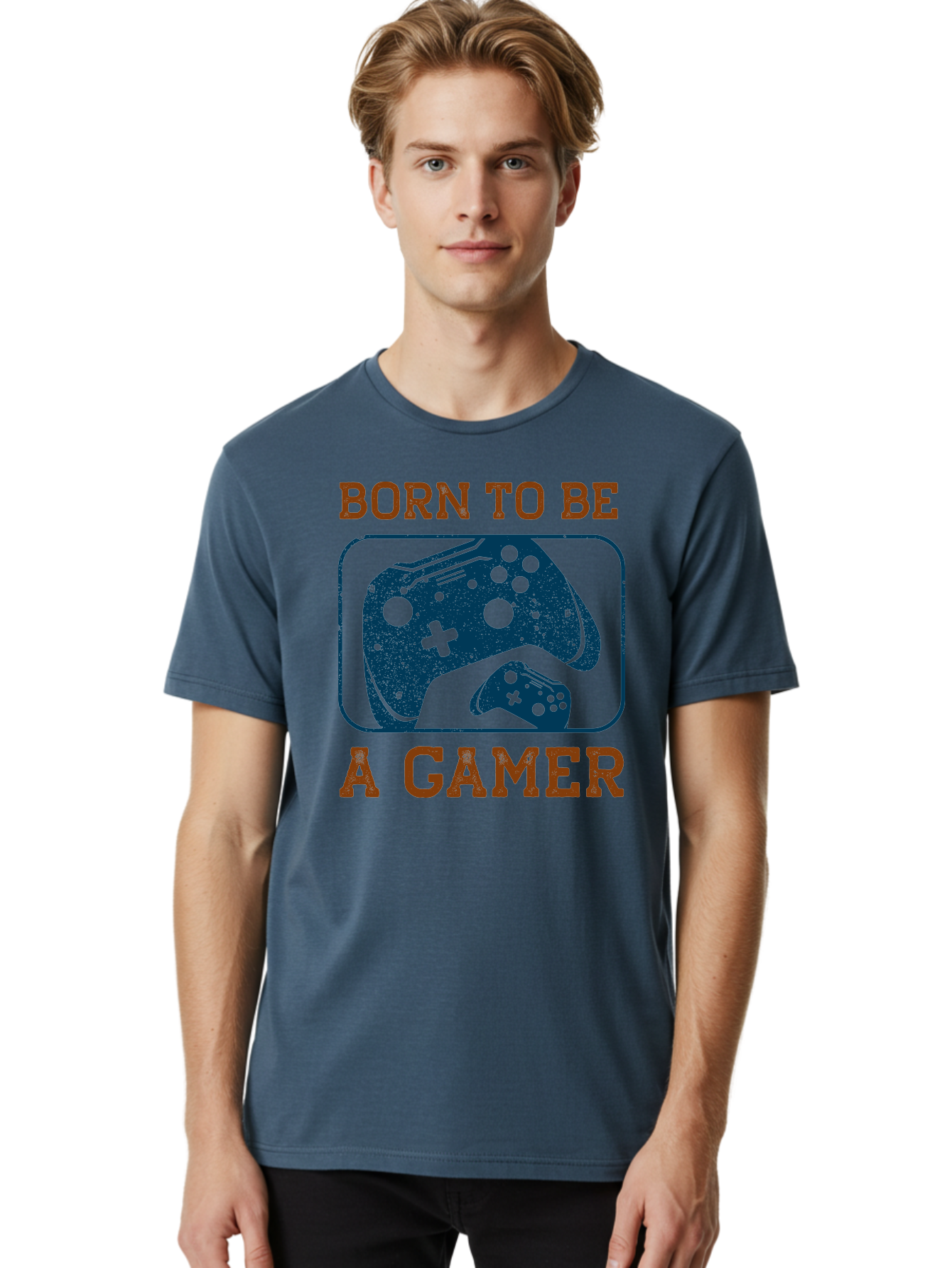 Born-To-Be-A-Gamer Men'S Graphic Tee, 100% Cotton, Comfortable Casual Summer Wear, Machine Washable, Gaming Controller, Born To Be A Gamer, Video Game Accessories, Gamer Lifestyle, Gaming Culture, Gaming Passion, Game Console -  Aaa621