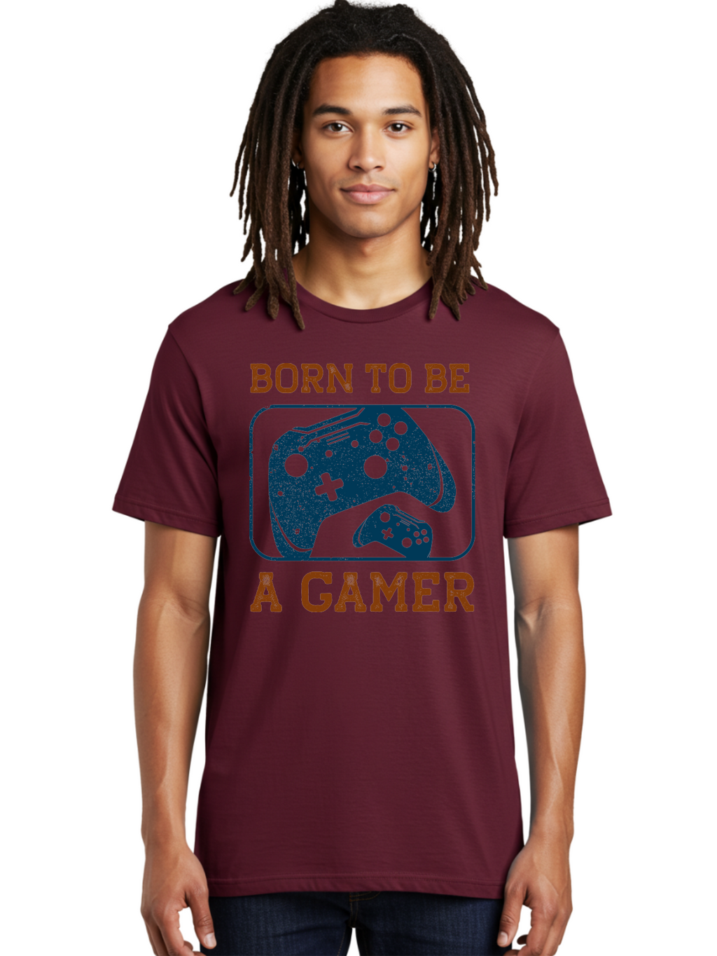 Born-To-Be-A-Gamer Men'S Graphic Tee, 100% Cotton, Comfortable Casual Summer Wear, Machine Washable, Gaming Controller, Born To Be A Gamer, Video Game Accessories, Gamer Lifestyle, Gaming Culture, Gaming Passion, Game Console -  Aaa621