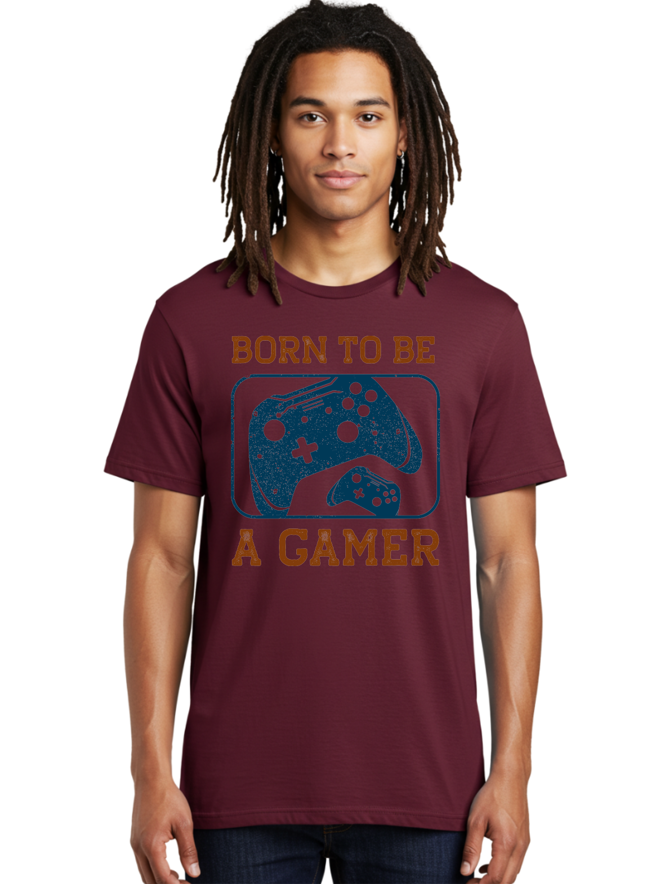 Born-To-Be-A-Gamer Men'S Graphic Tee, 100% Cotton, Comfortable Casual Summer Wear, Machine Washable, Gaming Controller, Born To Be A Gamer, Video Game Accessories, Gamer Lifestyle, Gaming Culture, Gaming Passion, Game Console -  Aaa621