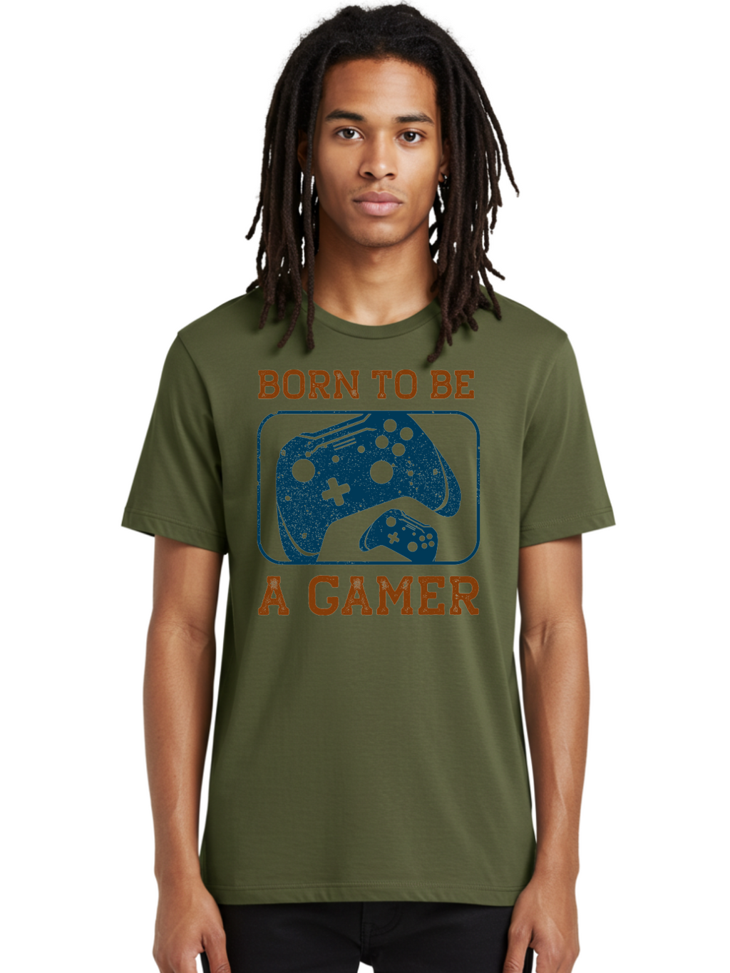 Born-To-Be-A-Gamer Men'S Graphic Tee, 100% Cotton, Comfortable Casual Summer Wear, Machine Washable, Gaming Controller, Born To Be A Gamer, Video Game Accessories, Gamer Lifestyle, Gaming Culture, Gaming Passion, Game Console -  Aaa621