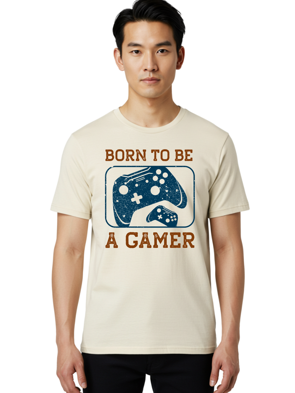 Born-To-Be-A-Gamer Men'S Graphic Tee, 100% Cotton, Comfortable Casual Summer Wear, Machine Washable, Gaming Controller, Born To Be A Gamer, Video Game Accessories, Gamer Lifestyle, Gaming Culture, Gaming Passion, Game Console -  Aaa621